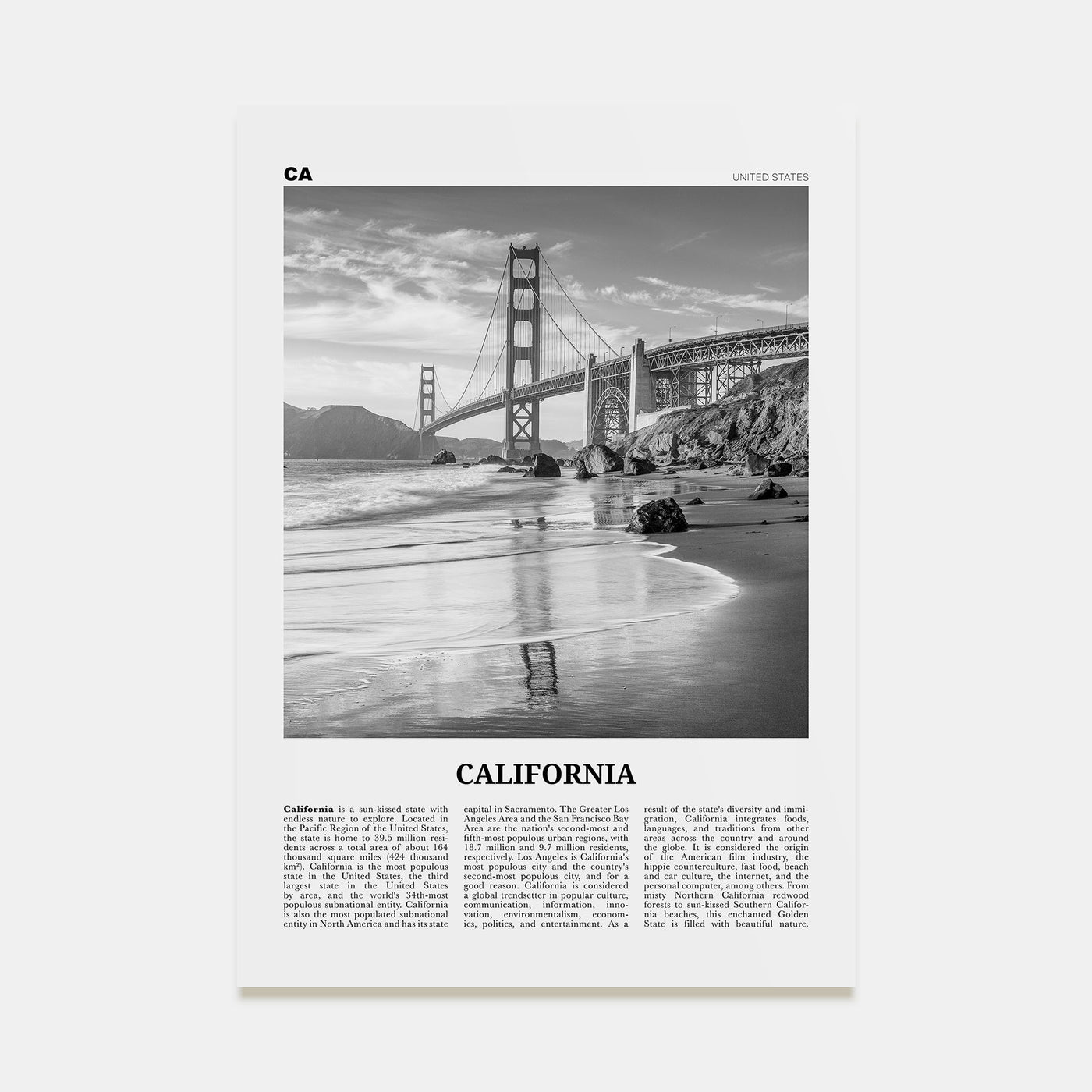 California Travel B&W No 7 Poster