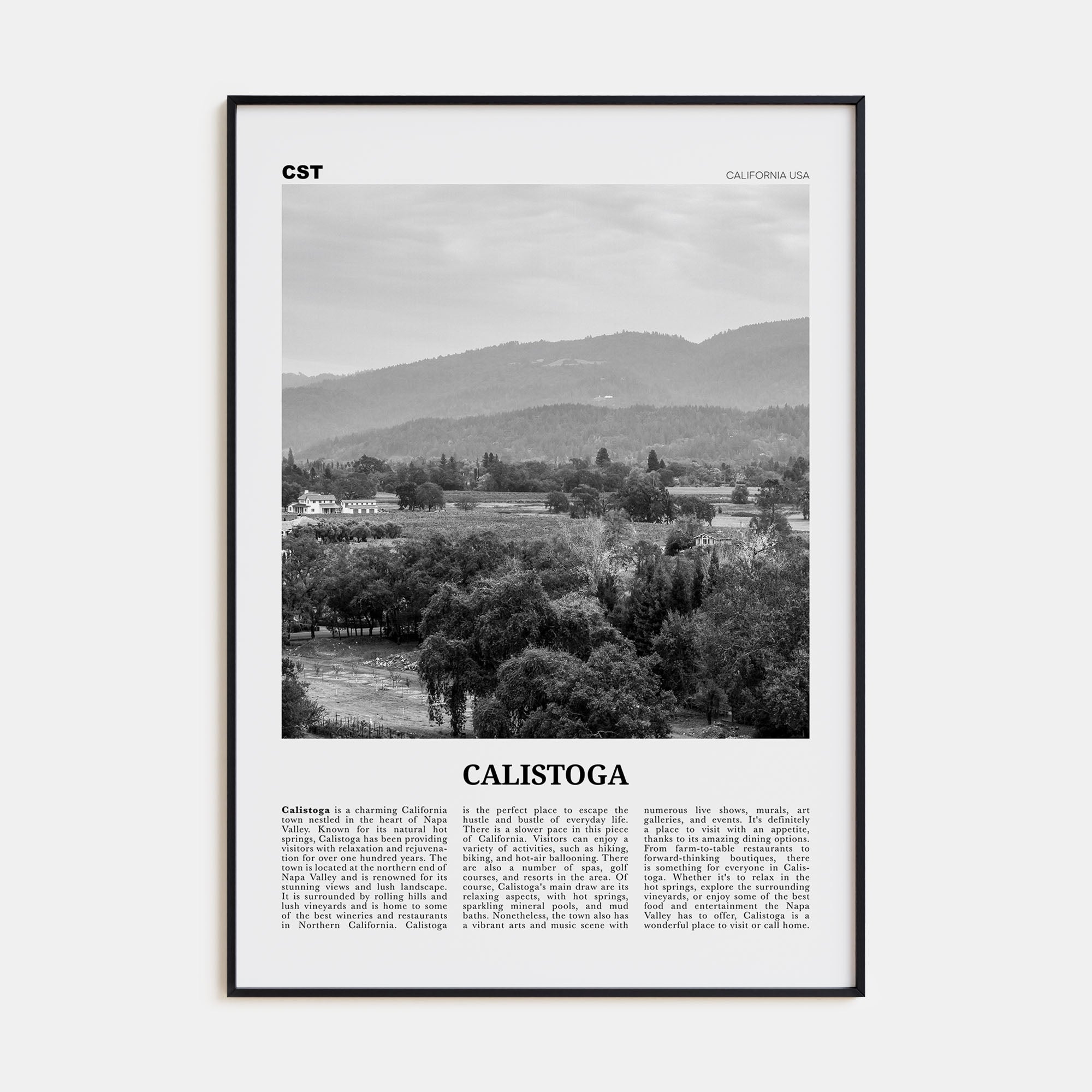 Calistoga Travel B&W Poster