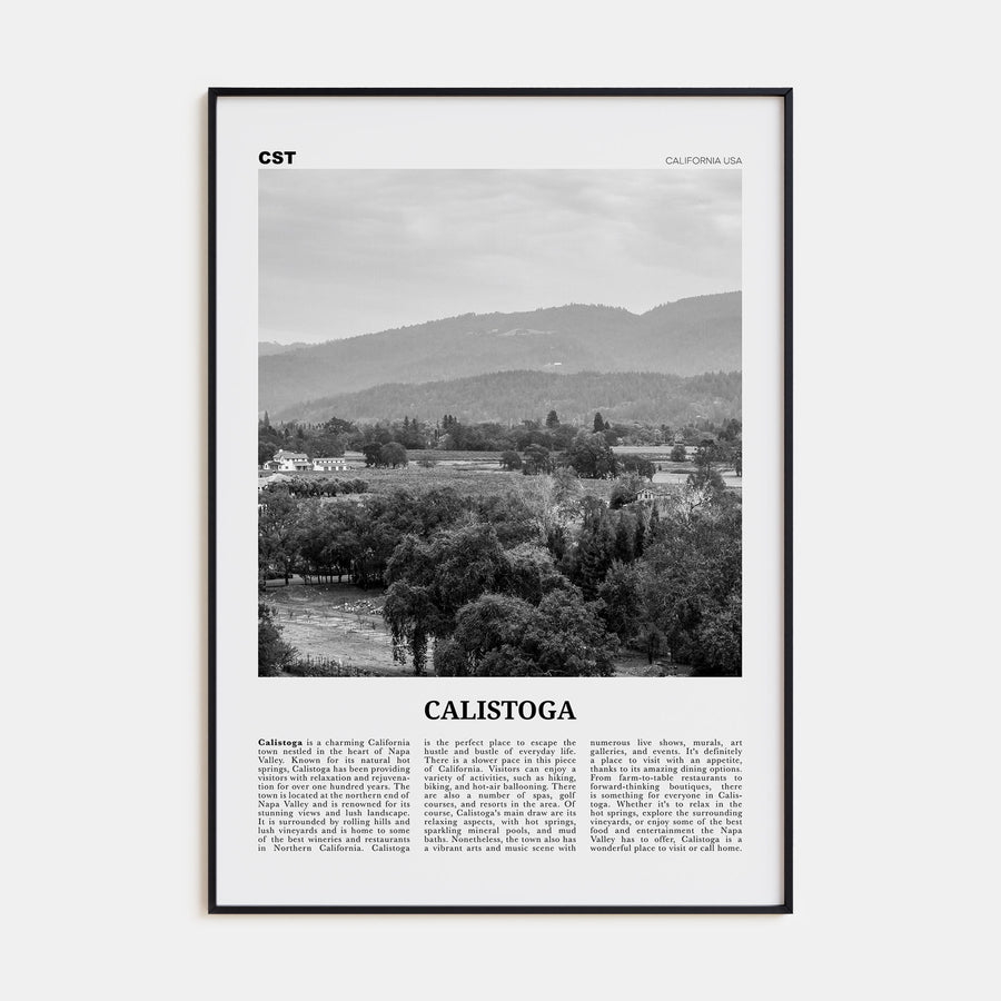 Calistoga Travel B&W Poster