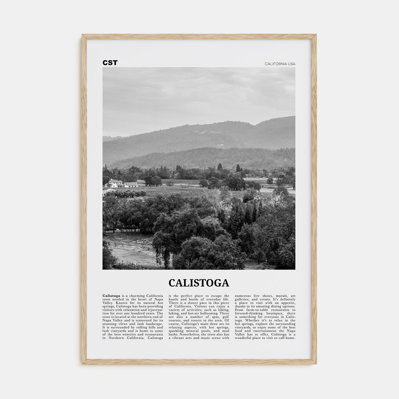 Calistoga Travel B&W Poster