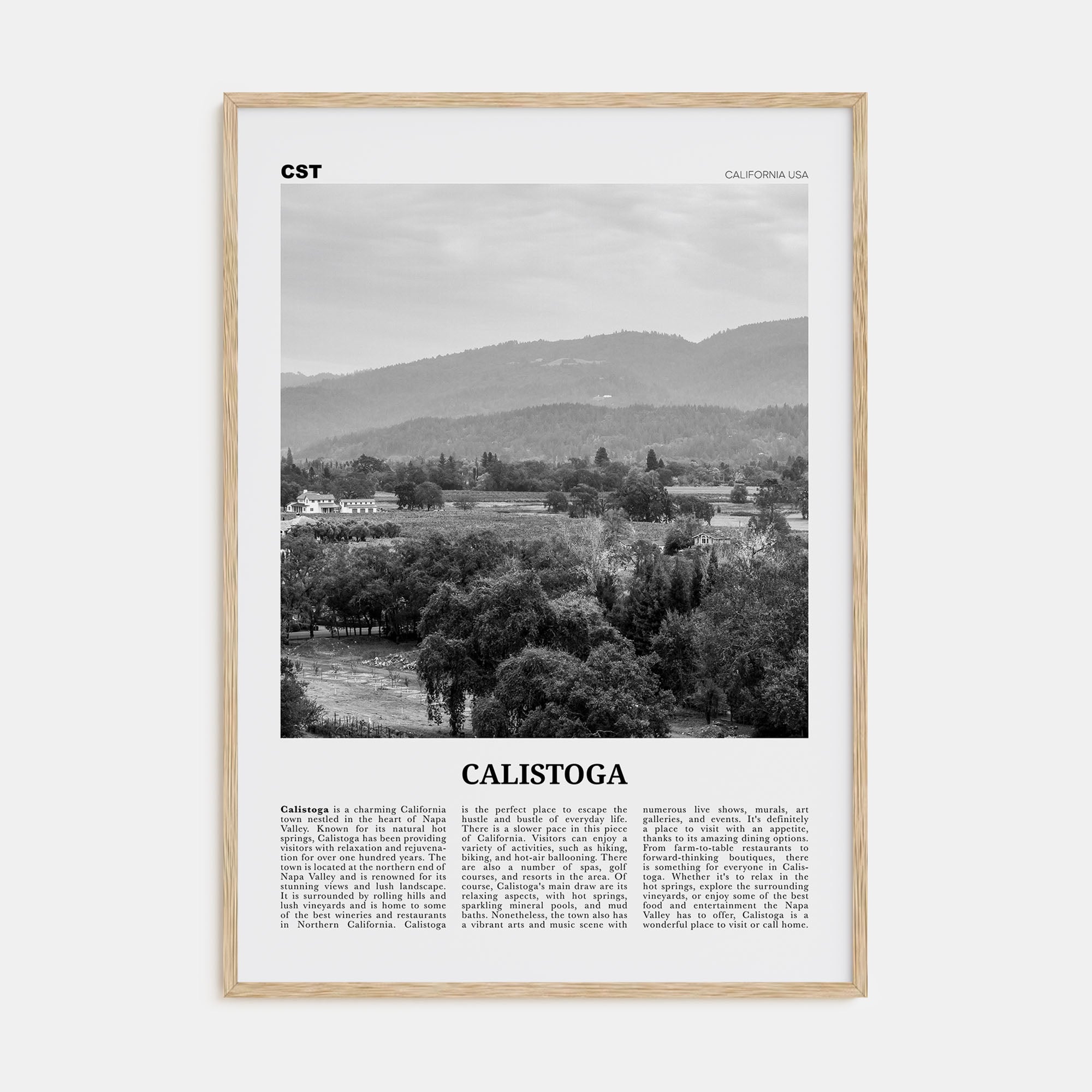 Calistoga Travel B&W Poster