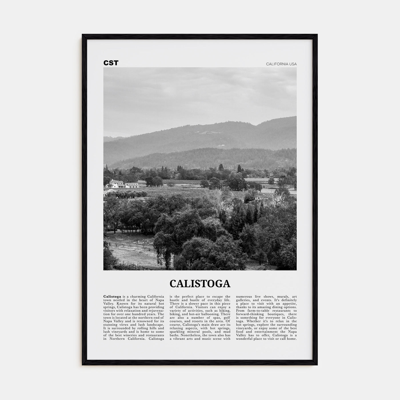 Calistoga Travel B&W Poster