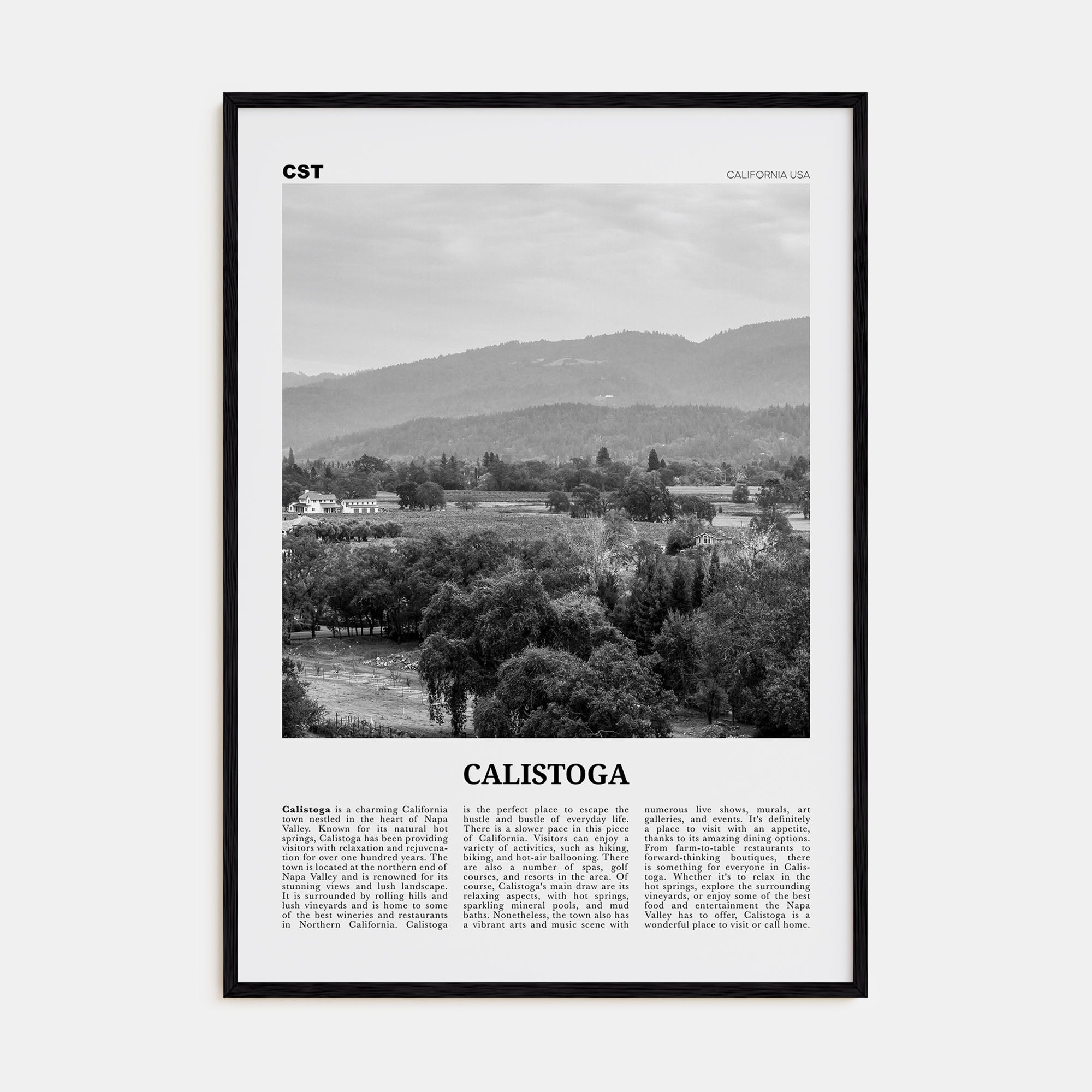 Calistoga Travel B&W Poster
