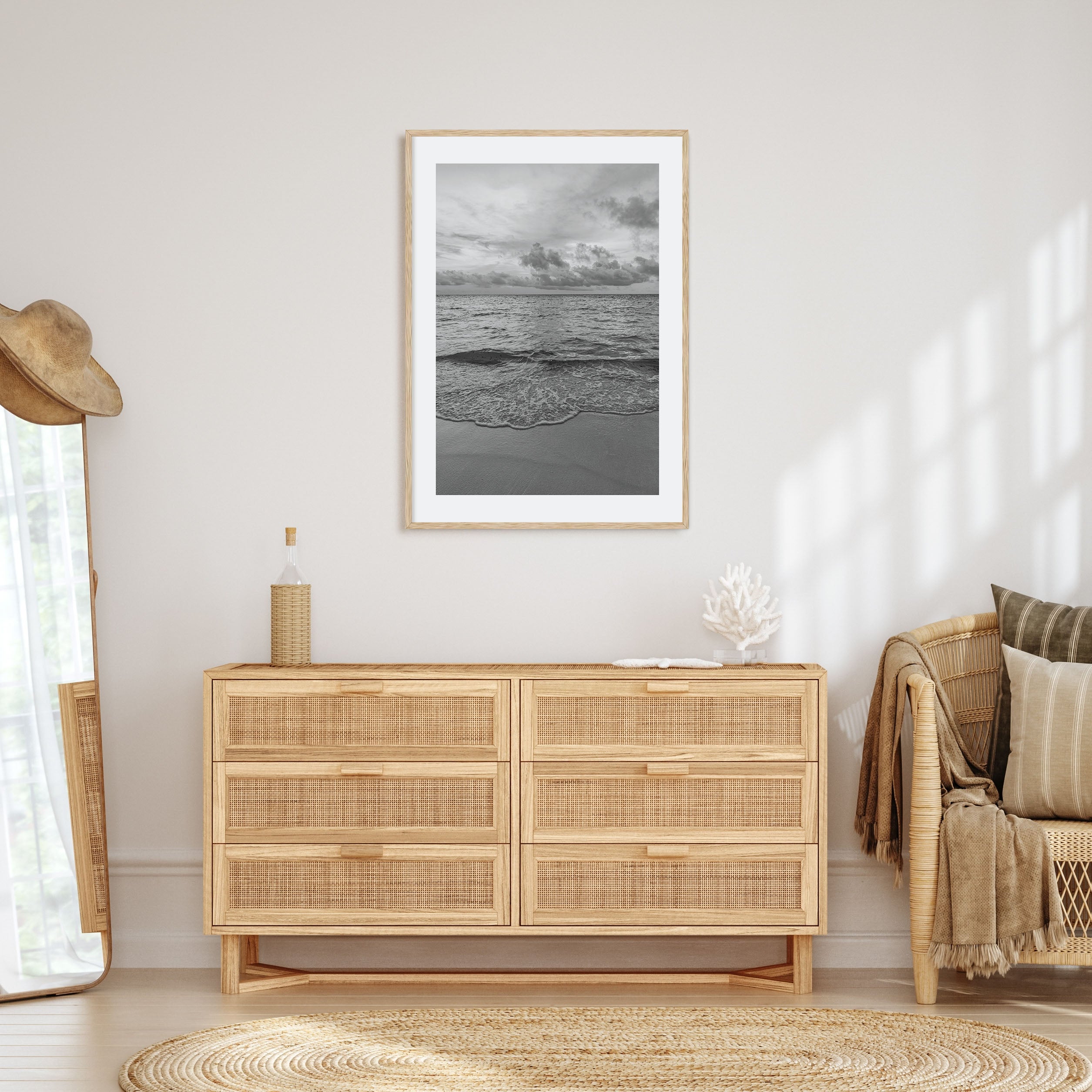 Calm Beach Photo B&W Poster