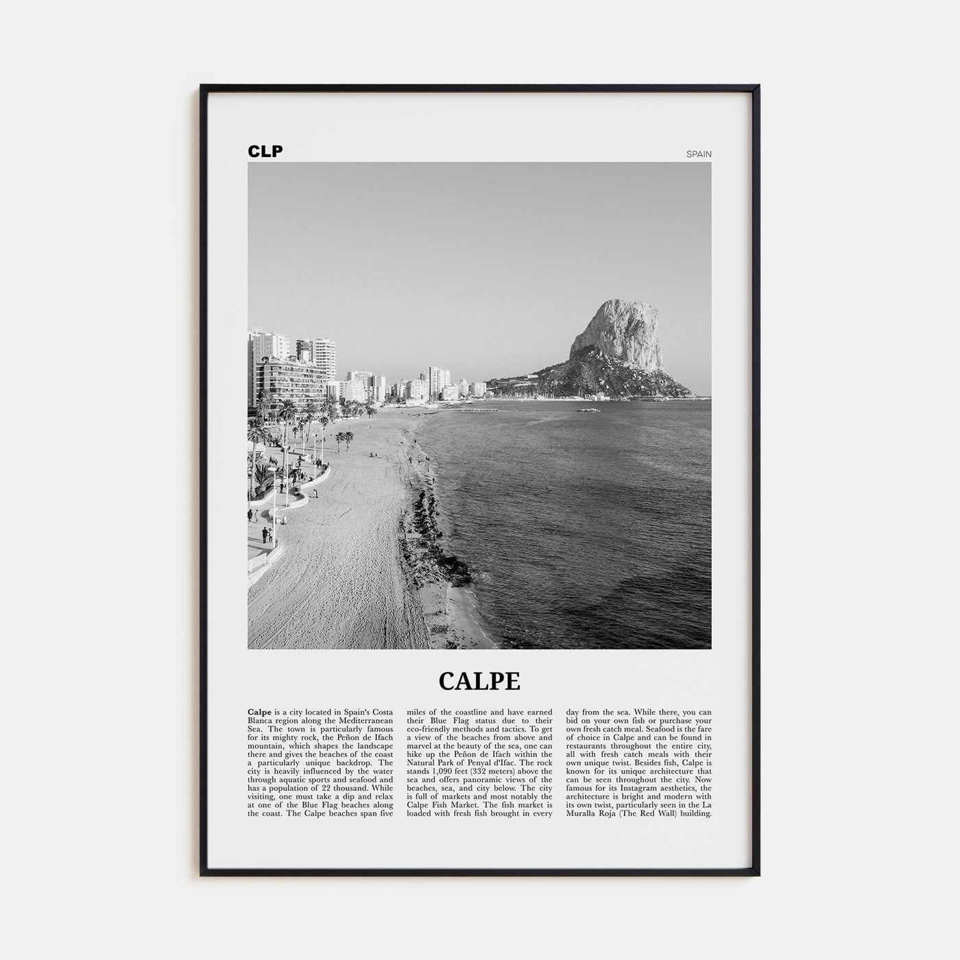 Calpe Travel B&W Poster