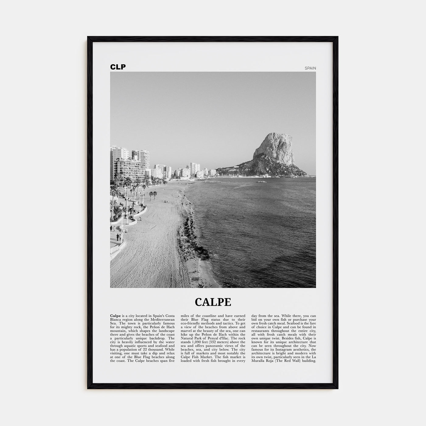 Calpe Travel B&W Poster