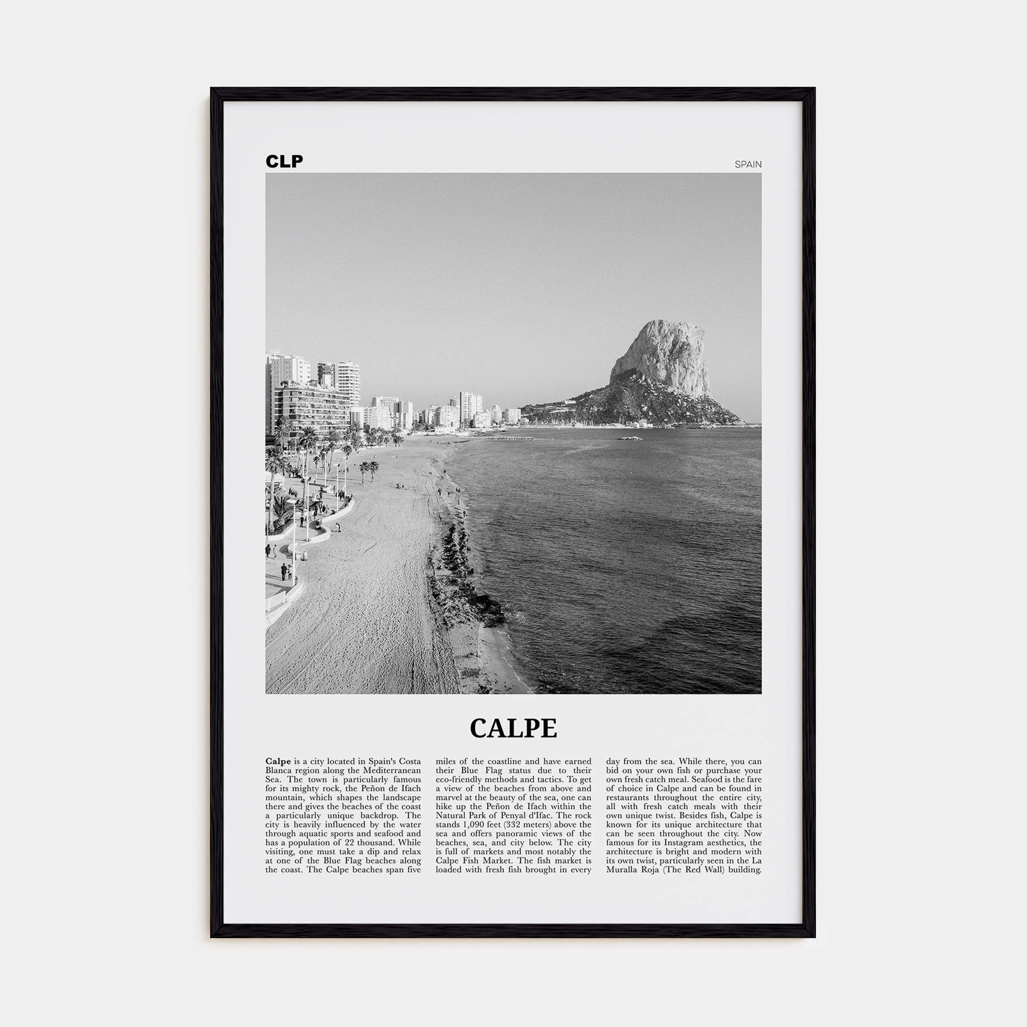 Calpe Travel B&W Poster