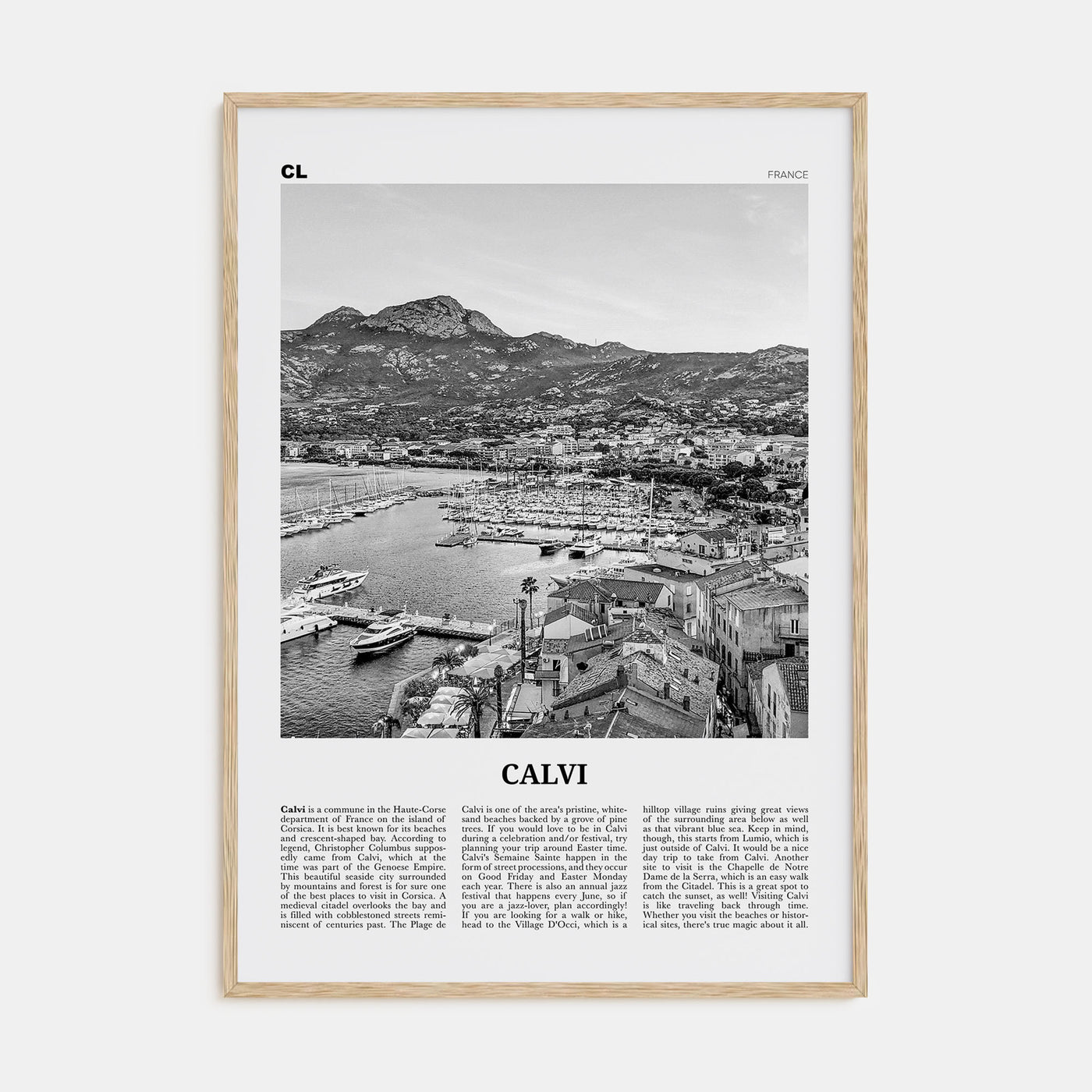 Calvi Travel B&W Poster