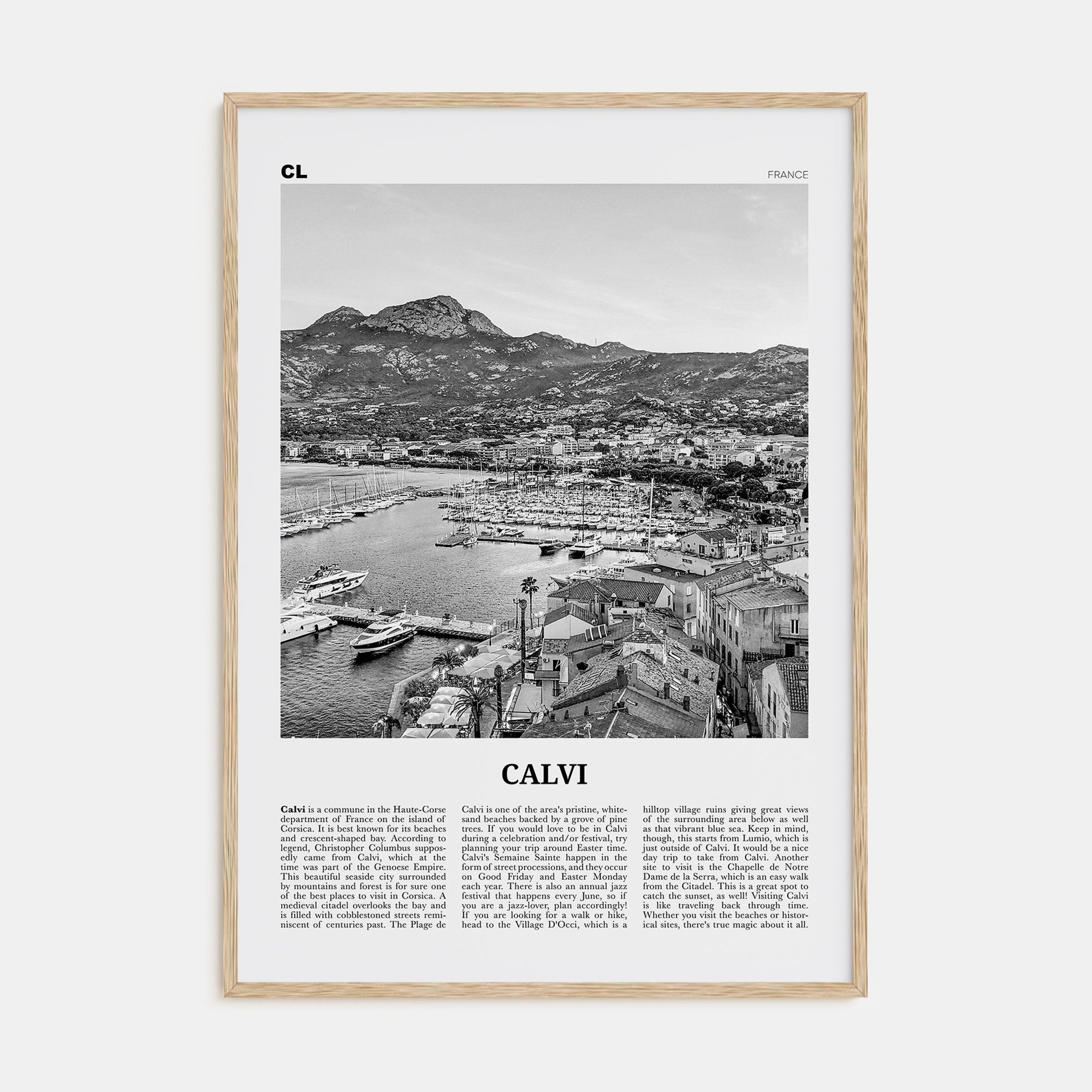 Calvi Travel B&W Poster