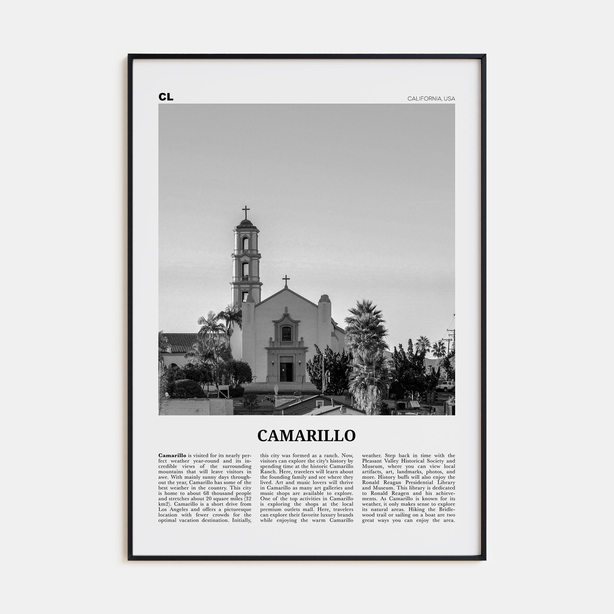 Camarillo Travel B&W Poster