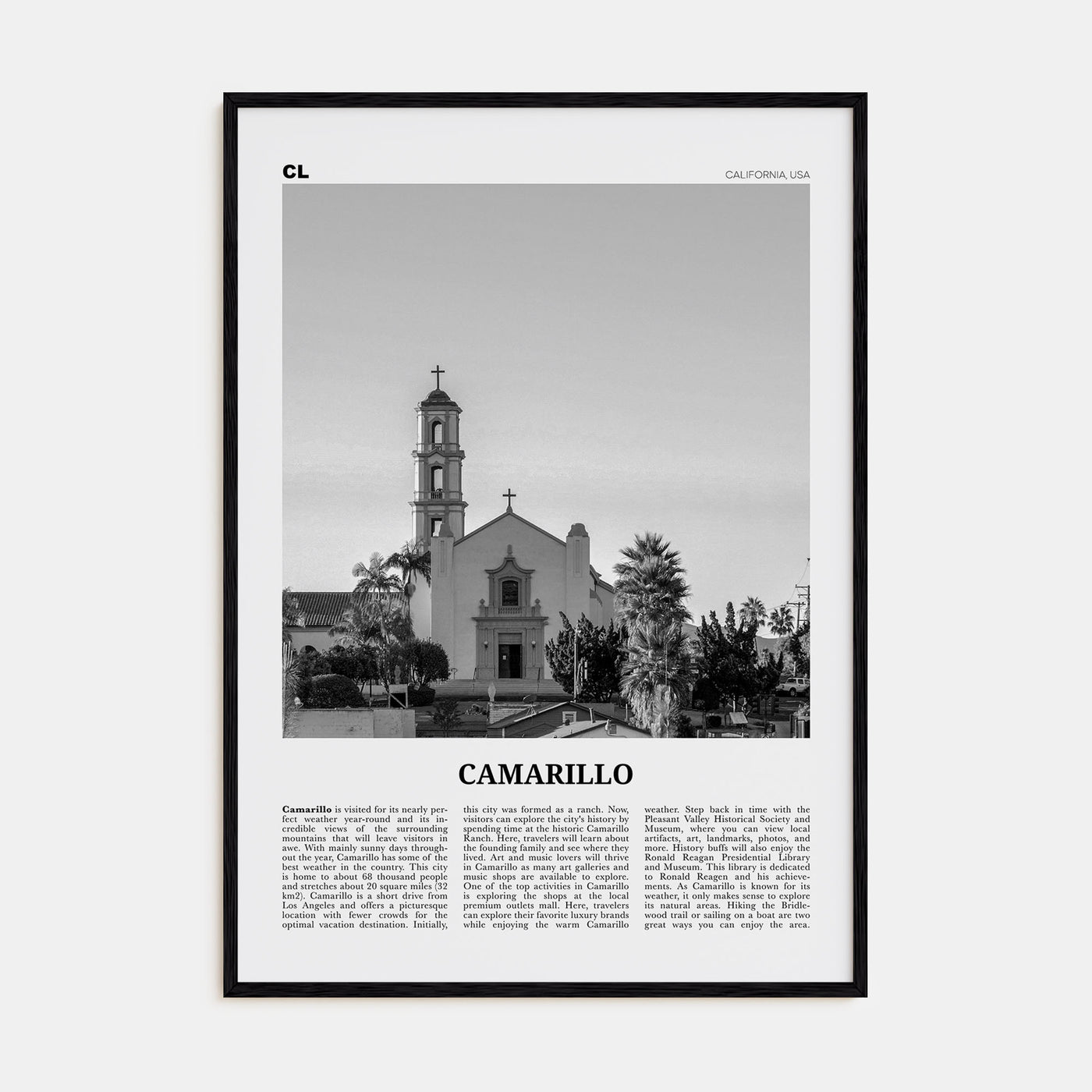 Camarillo Travel B&W Poster