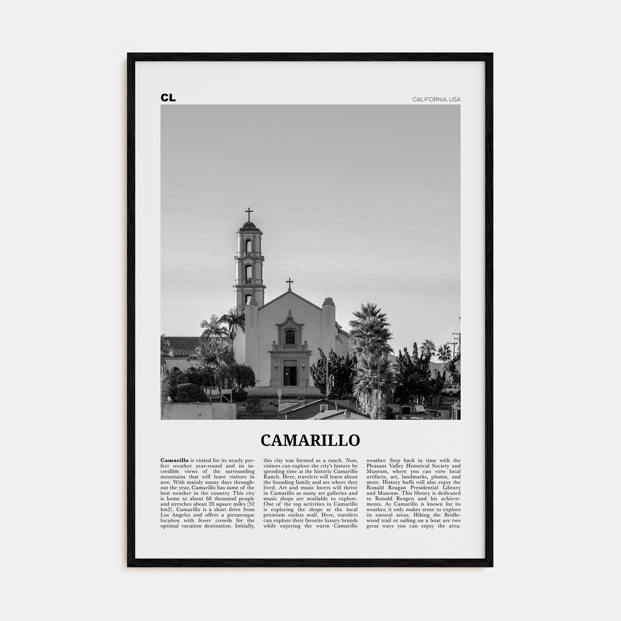 Camarillo Travel B&W Poster