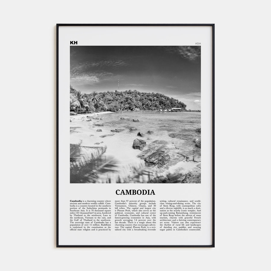 Cambodia Travel B&W No 2 Poster