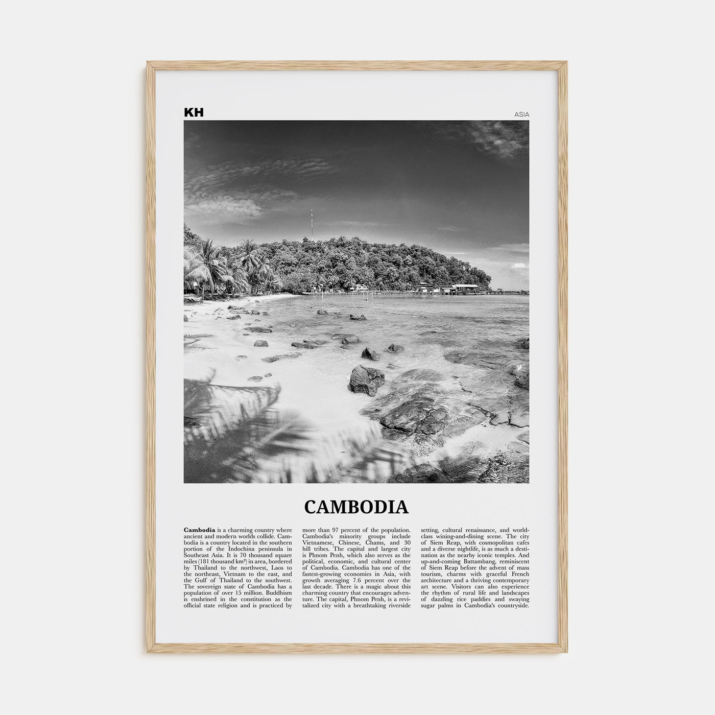 Cambodia Travel B&W No 2 Poster