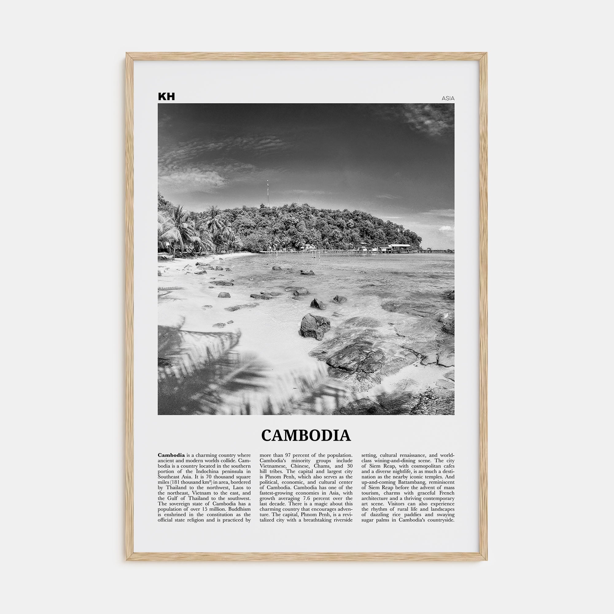 Cambodia Travel B&W No 2 Poster