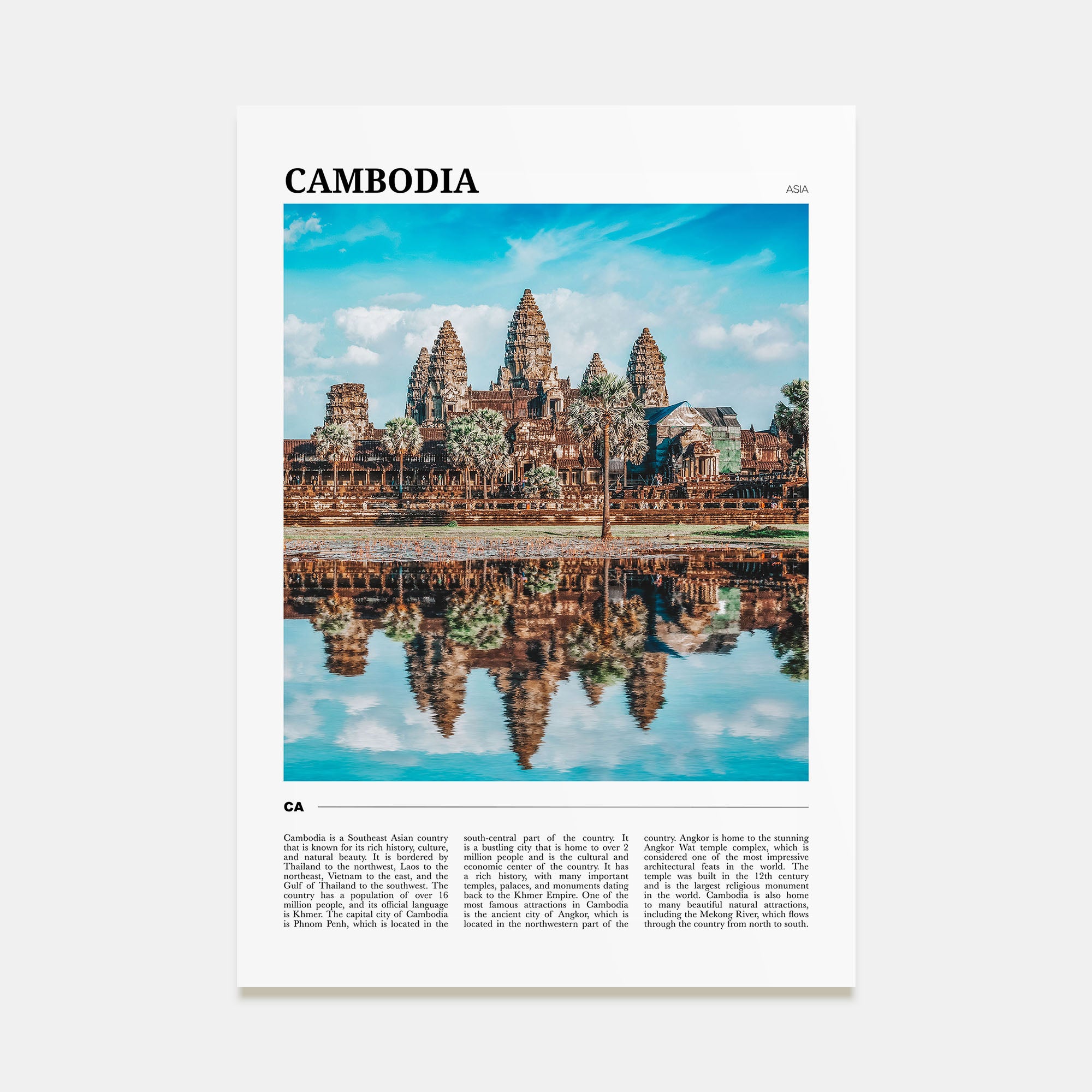 Cambodia Travel Color Poster
