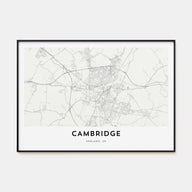 Cambridge, England Map Landscape Poster