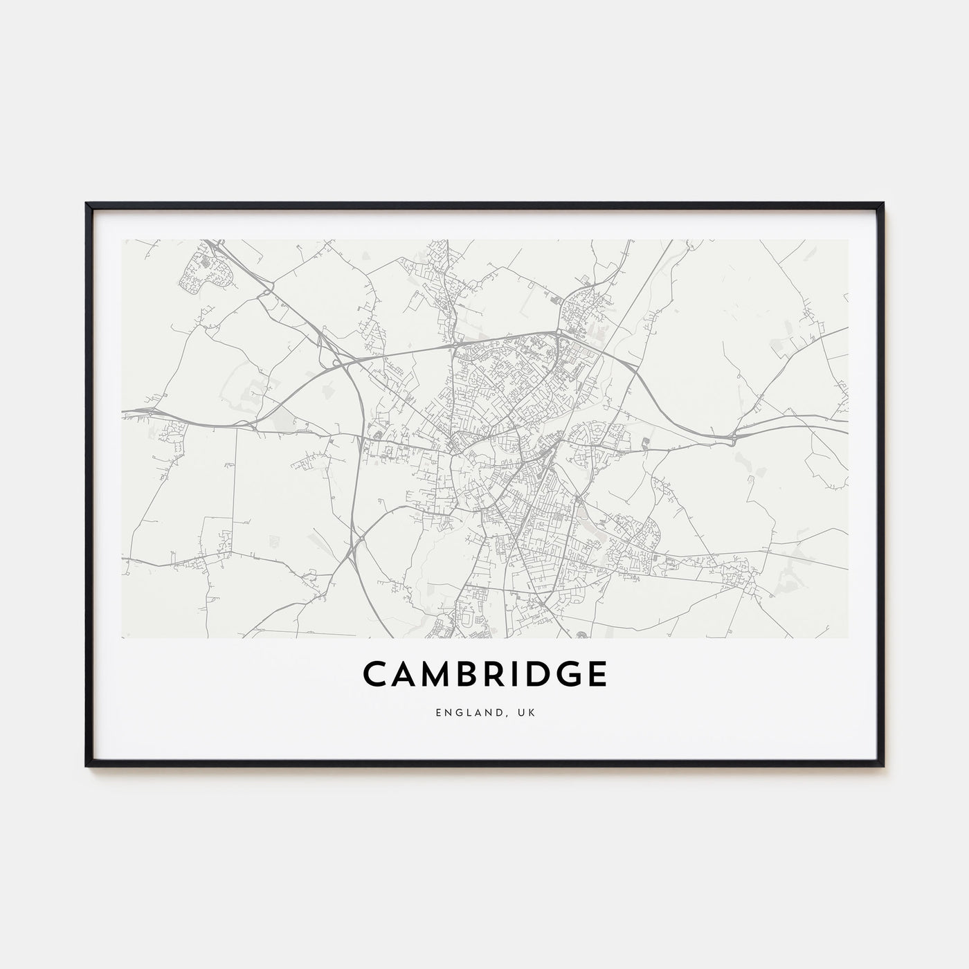 Cambridge, England Map Landscape Poster
