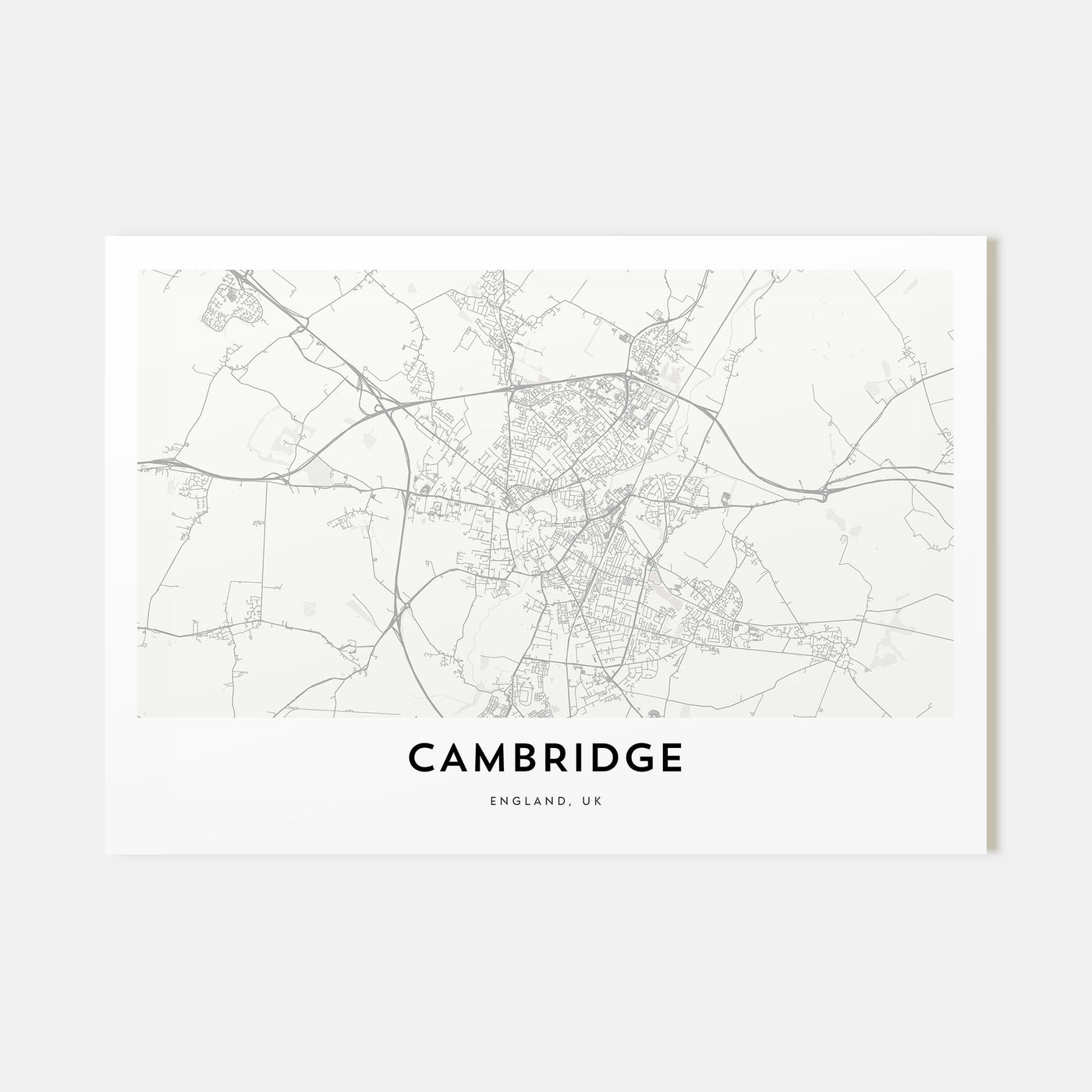 Cambridge, England Map Landscape Poster