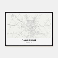 Cambridge, England Map Landscape Poster
