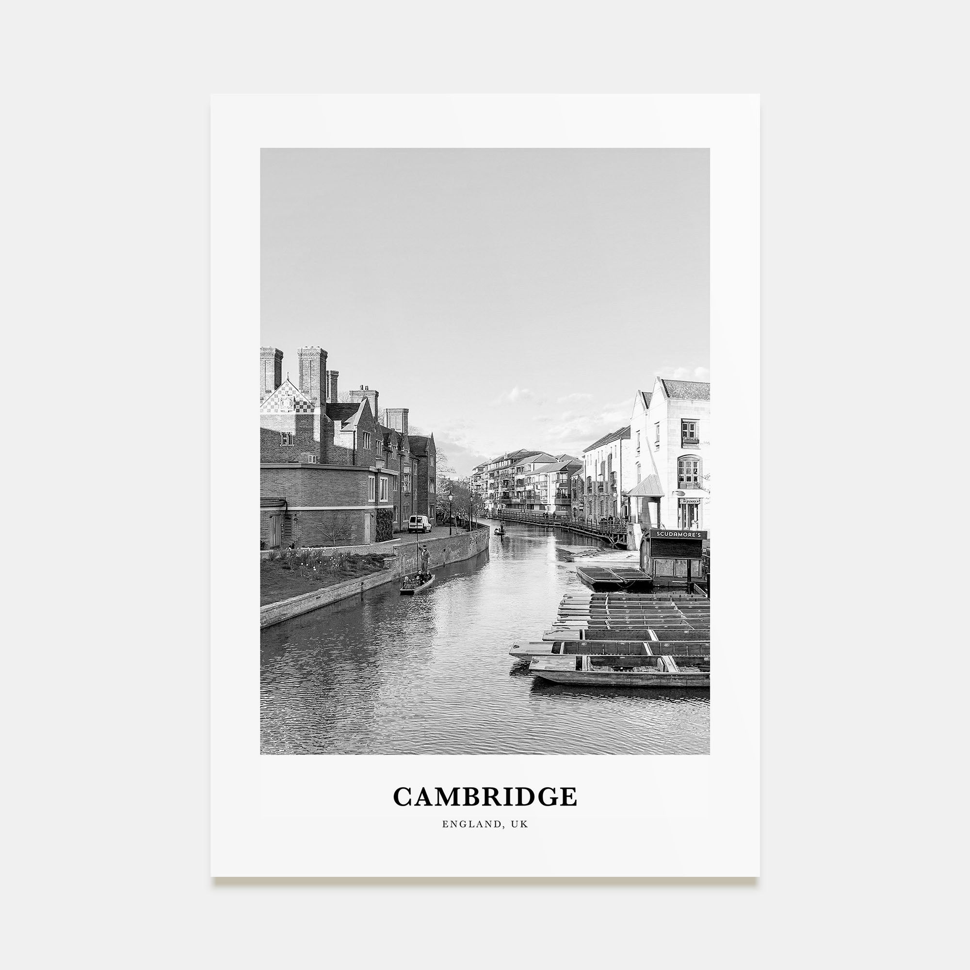 Cambridge, England Portrait B&W Poster