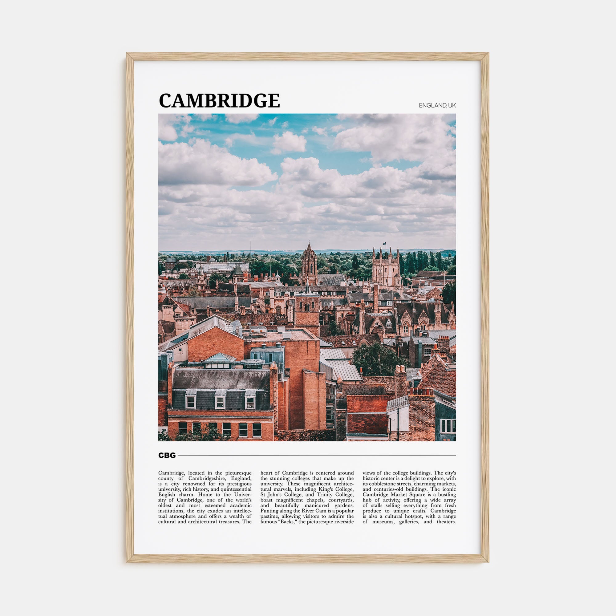 Cambridge, England Travel Color Poster