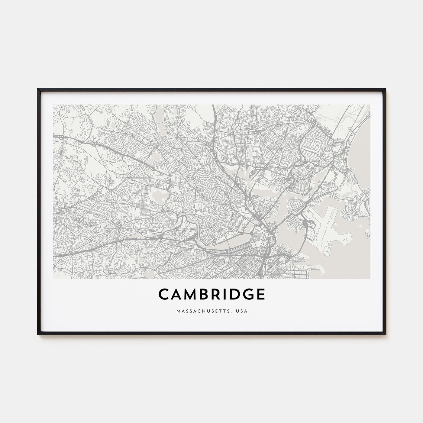 Cambridge, Massachusetts Map Landscape Poster