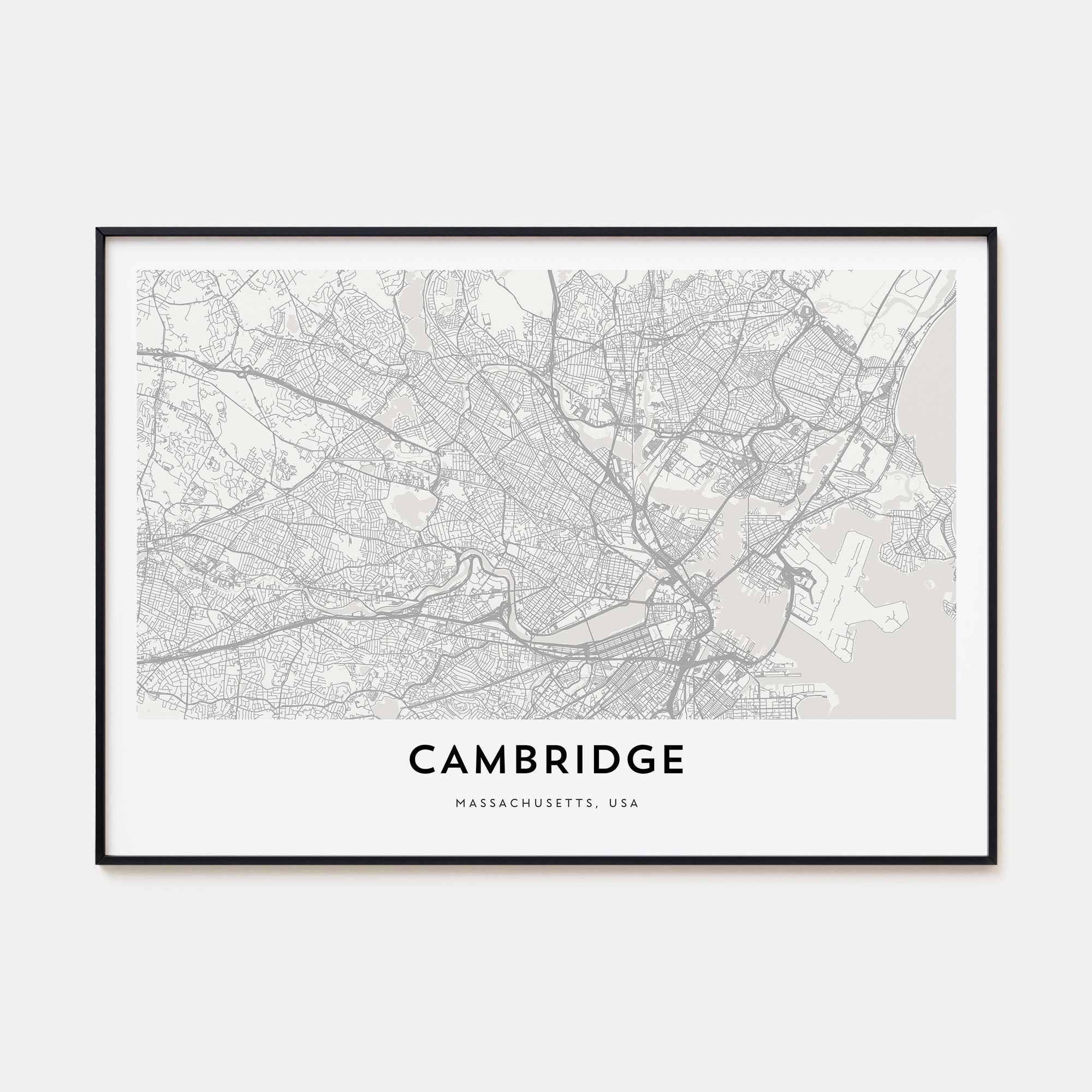 Cambridge, Massachusetts Map Landscape Poster