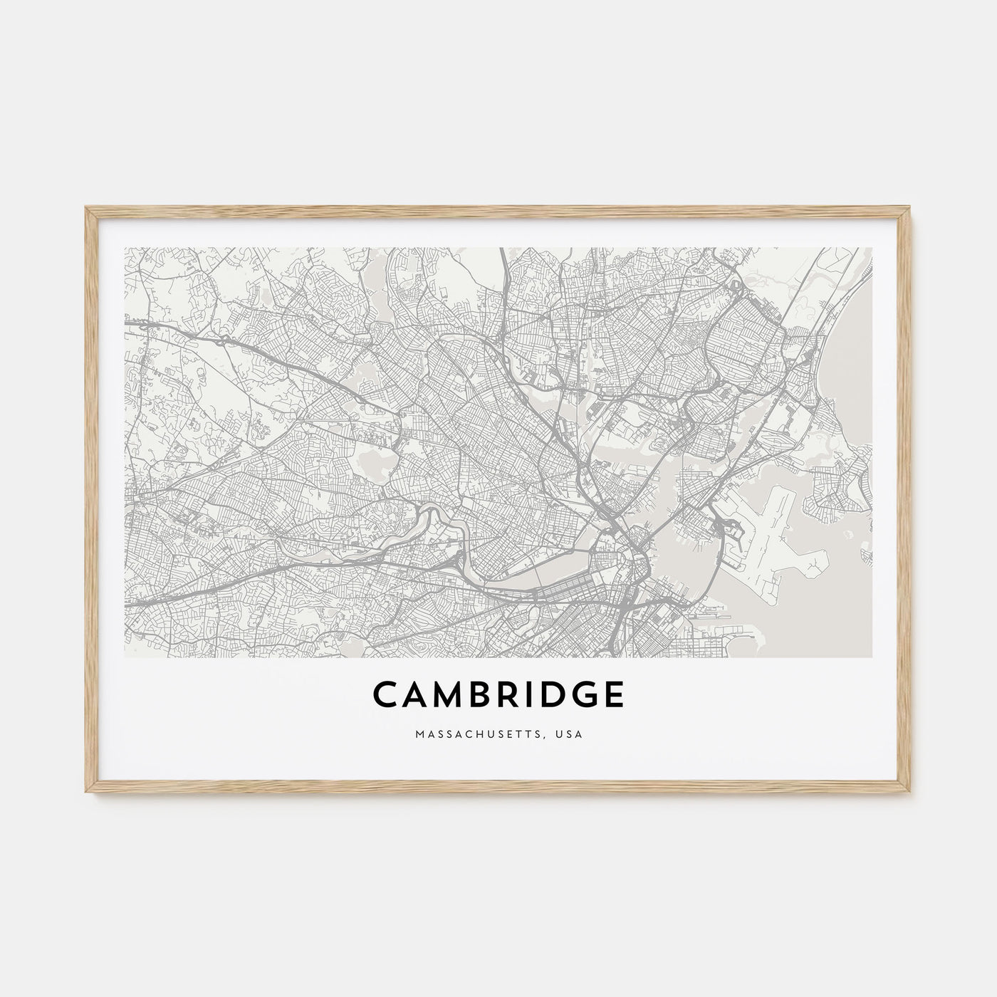 Cambridge, Massachusetts Map Landscape Poster
