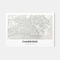 Cambridge, Massachusetts Map Landscape Poster