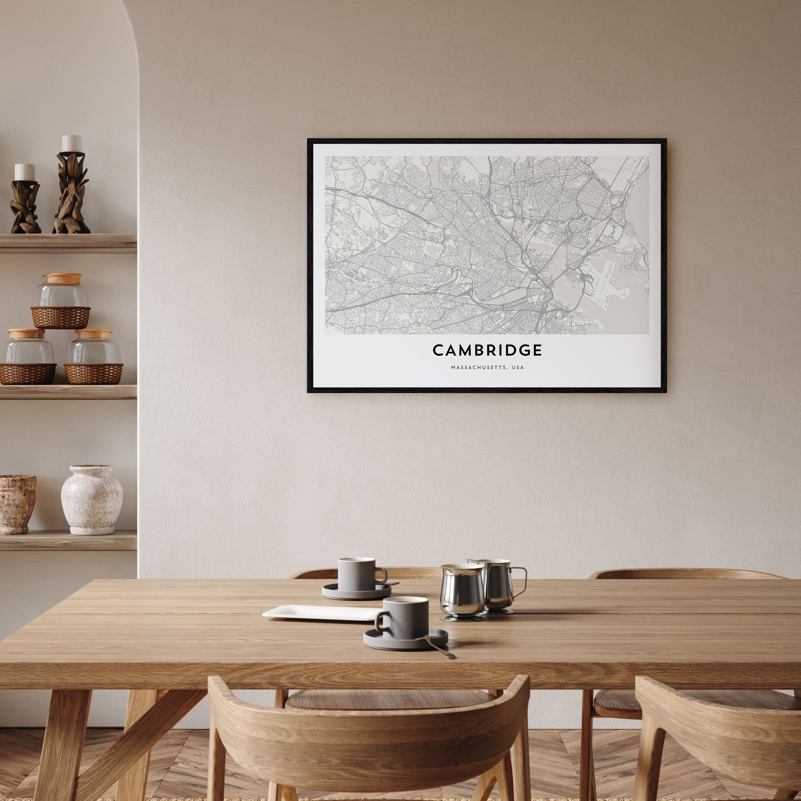 Cambridge, Massachusetts Map Landscape Poster
