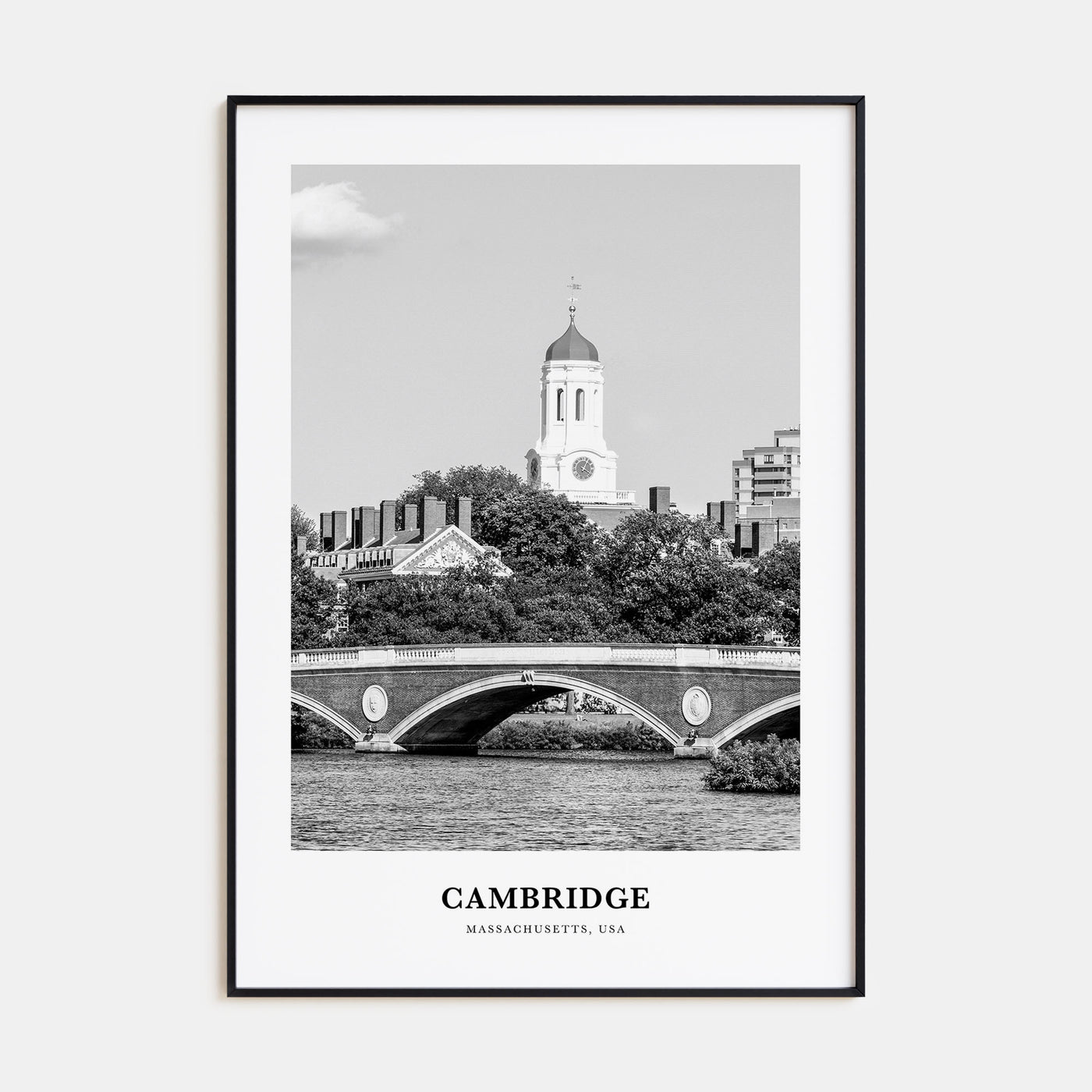 Cambridge, Massachusetts Portrait B&W Poster
