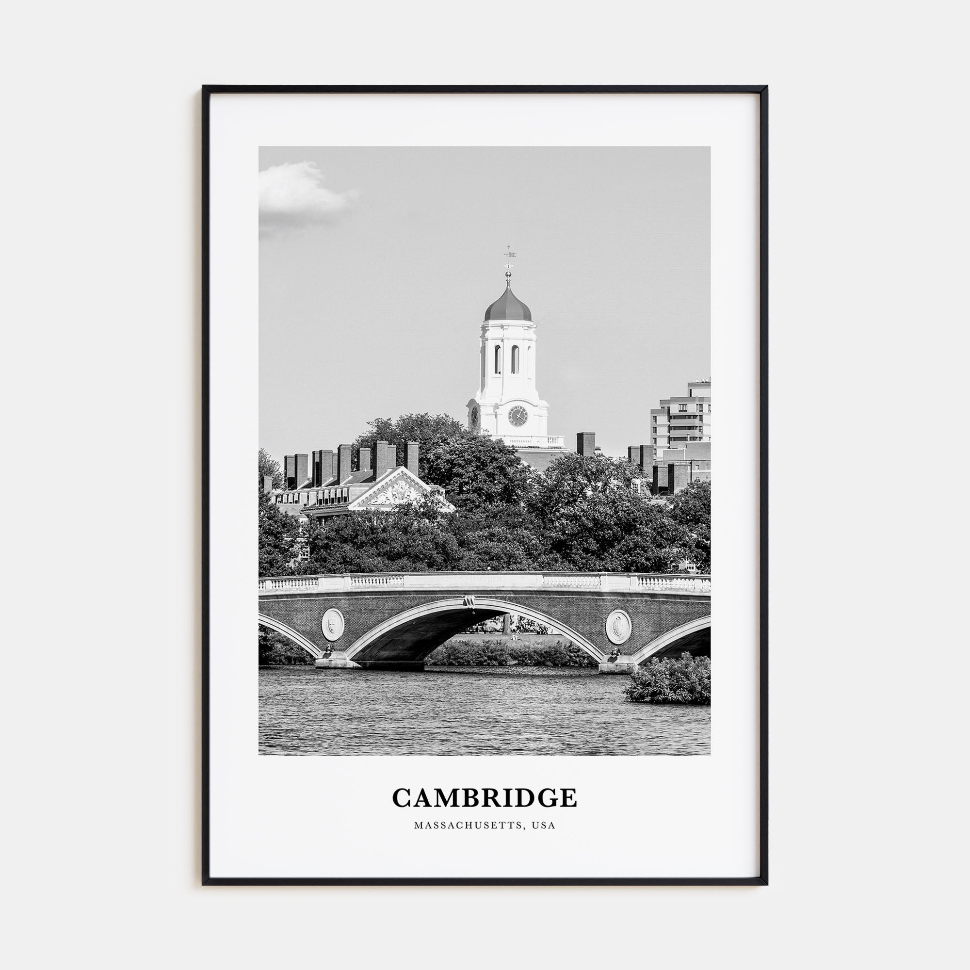Cambridge, Massachusetts Portrait B&W Poster