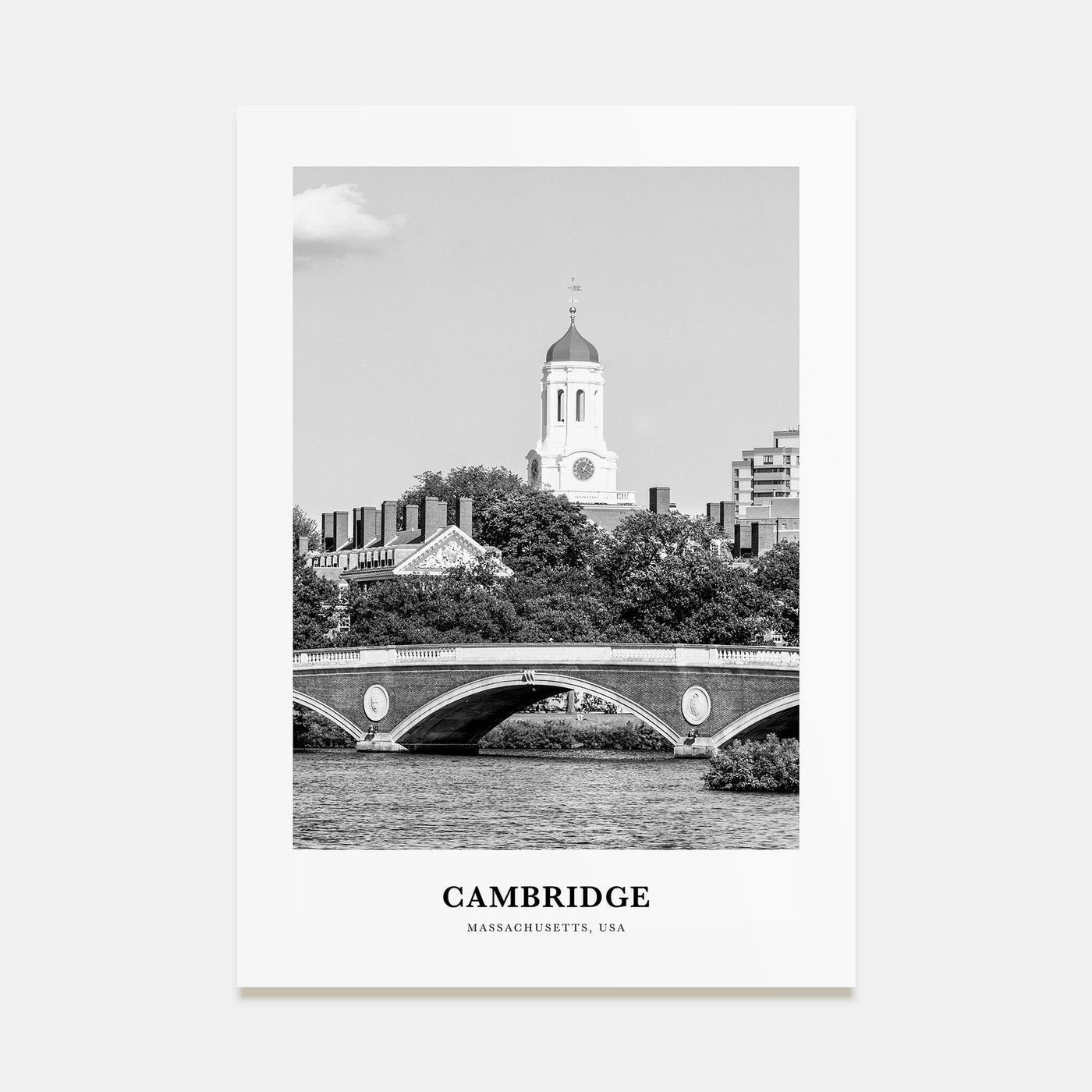 Cambridge, Massachusetts Portrait B&W Poster