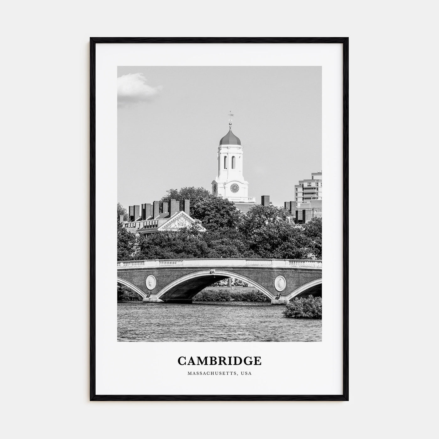 Cambridge, Massachusetts Portrait B&W Poster