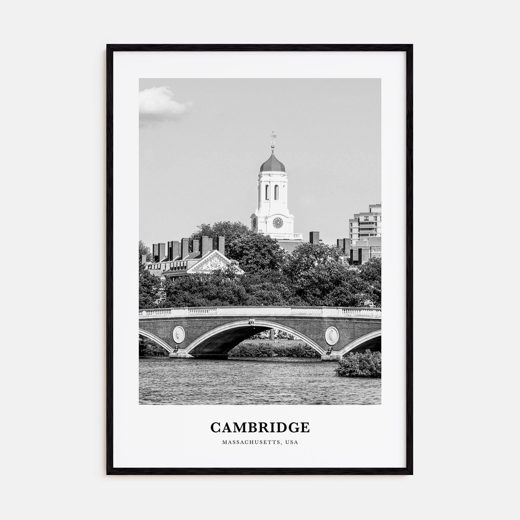 Cambridge, Massachusetts Portrait B&W Poster