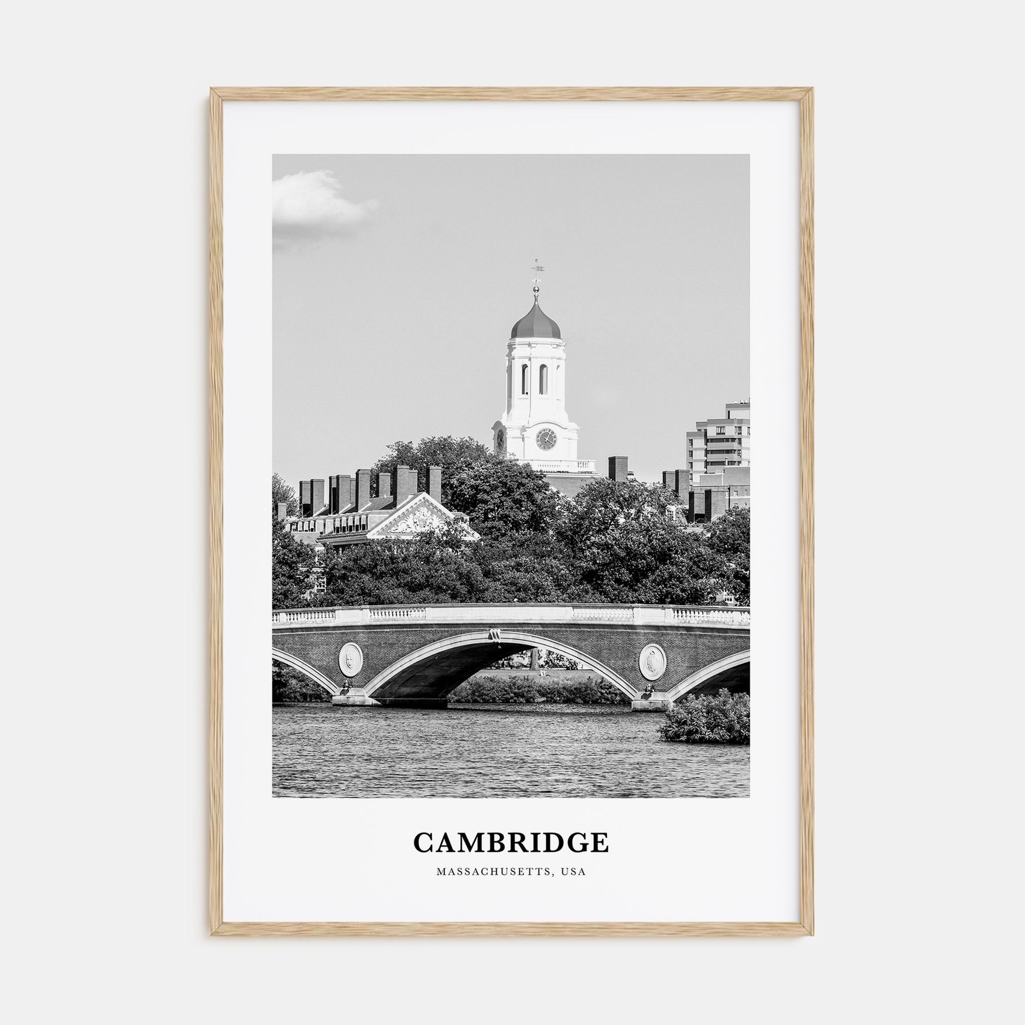 Cambridge, Massachusetts Portrait B&W Poster
