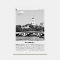 Cambridge, Massachusetts Travel B&W Poster