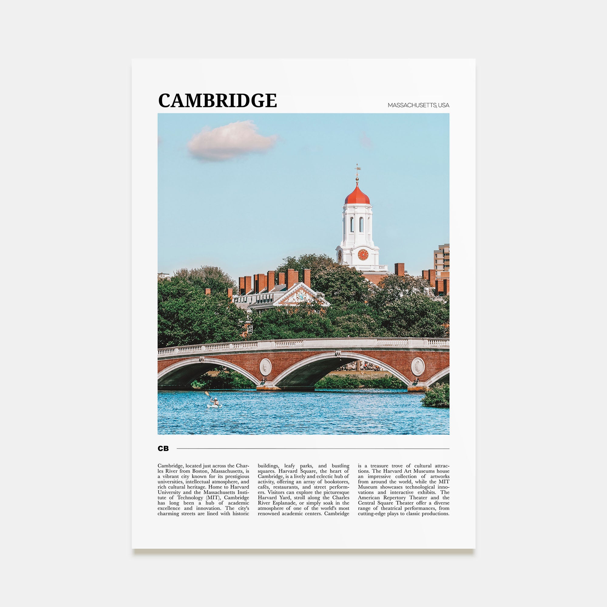 Cambridge, Massachusetts Travel Color Poster