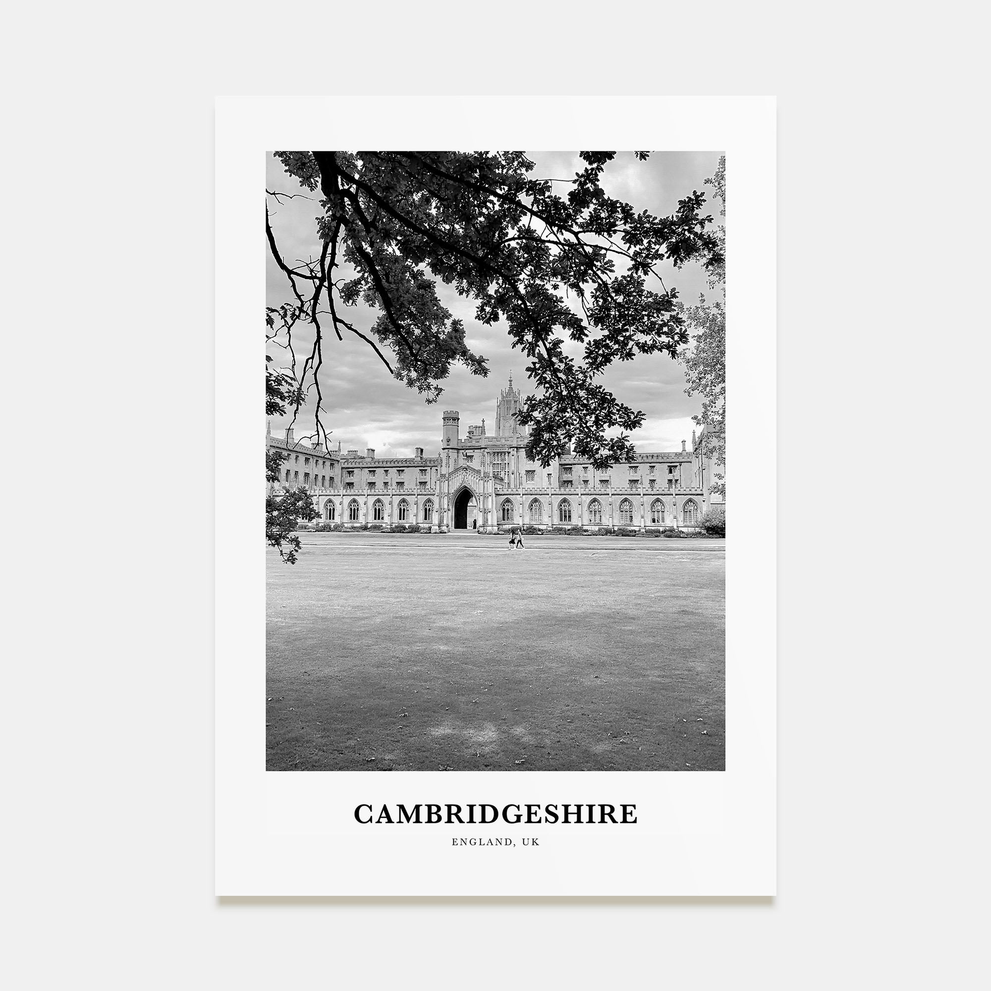 Cambridgeshire Portrait B&W Poster