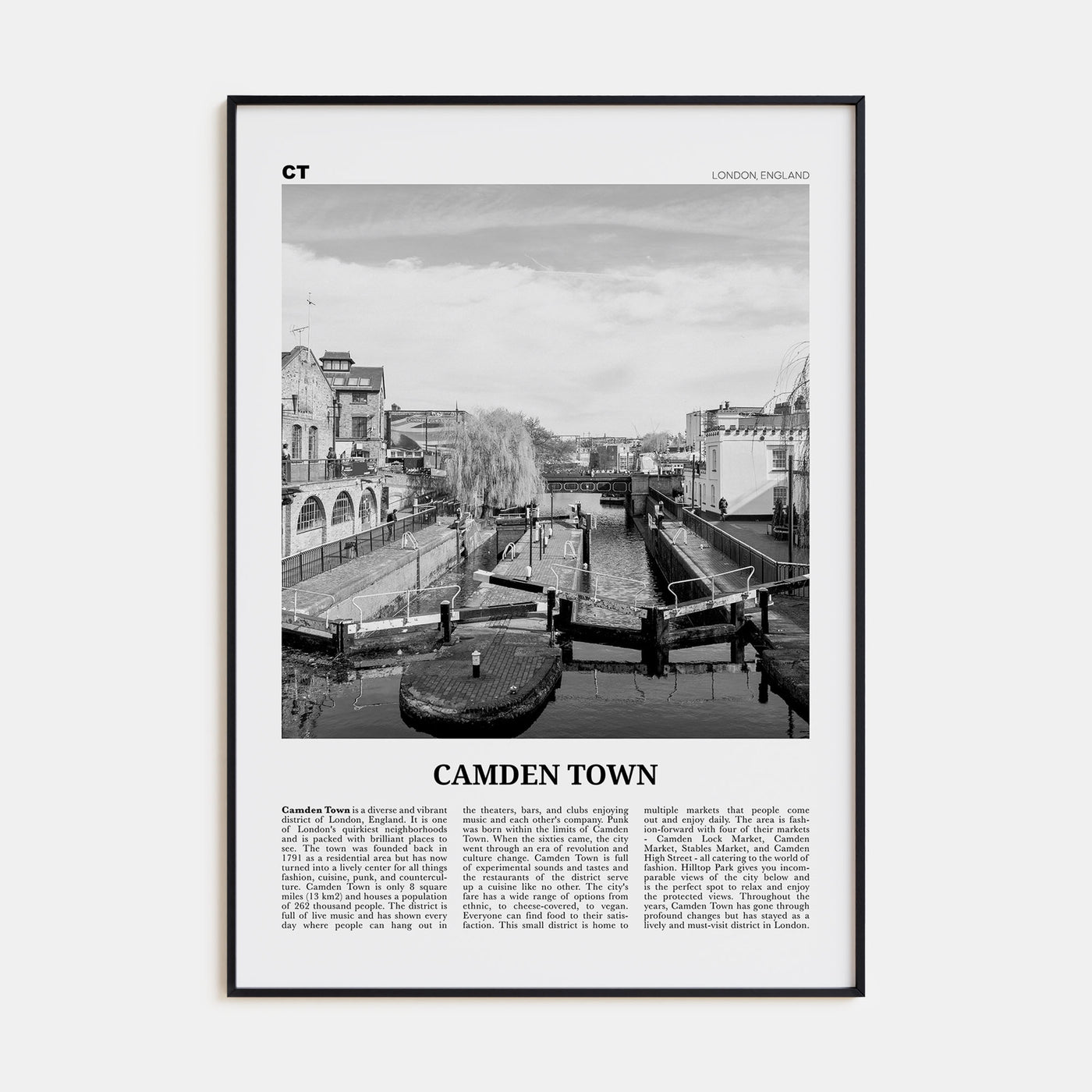 Camden Town Travel B&W Poster