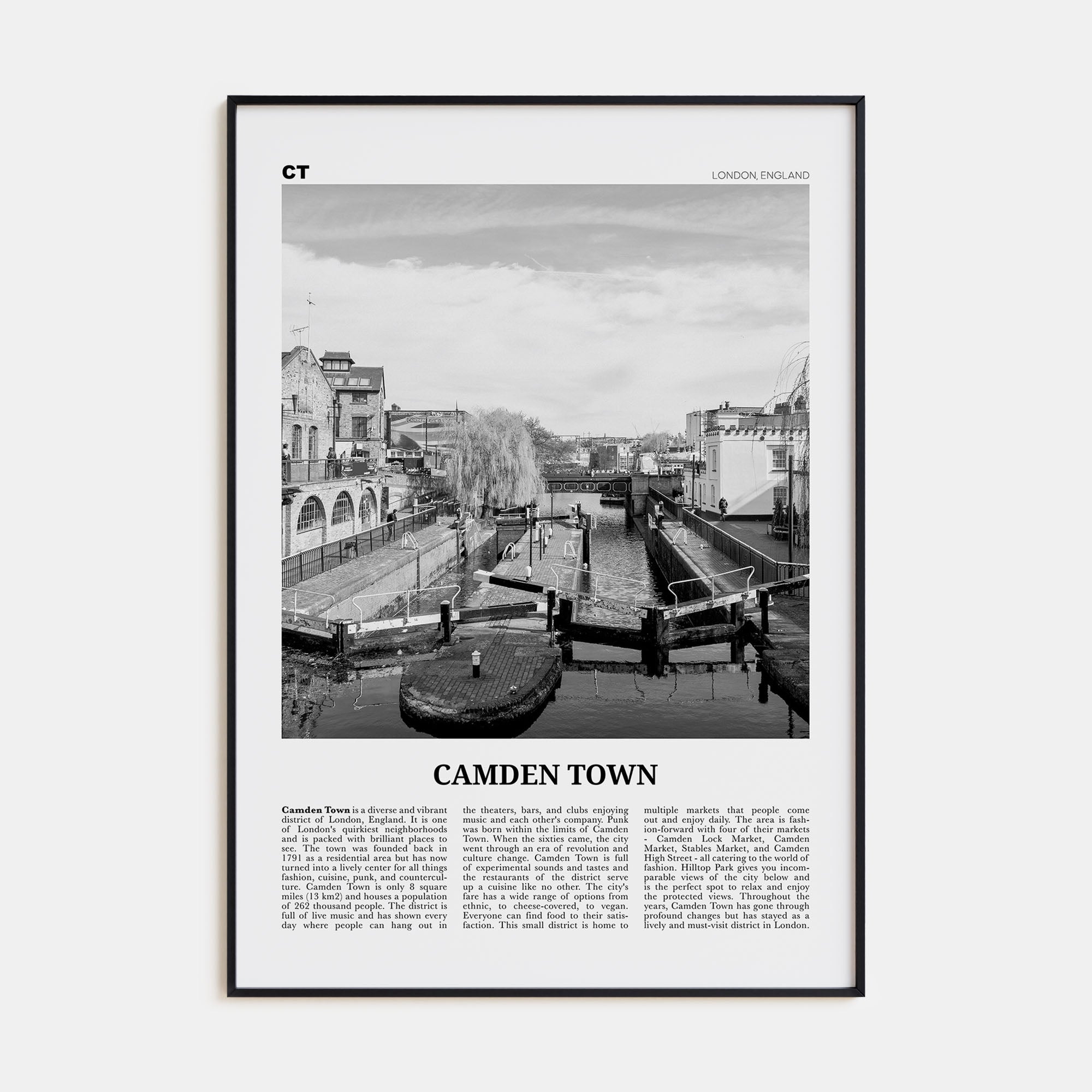 Camden Town Travel B&W Poster