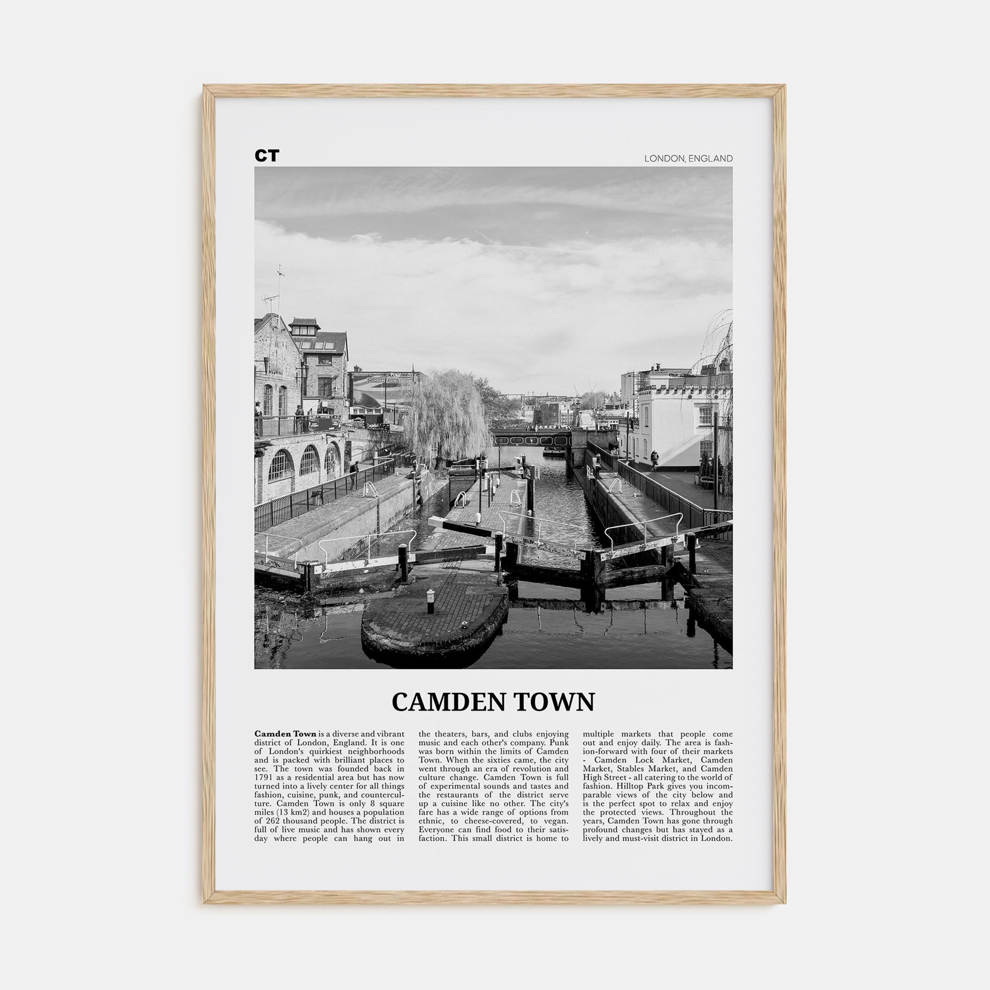 Camden Town Travel B&W Poster