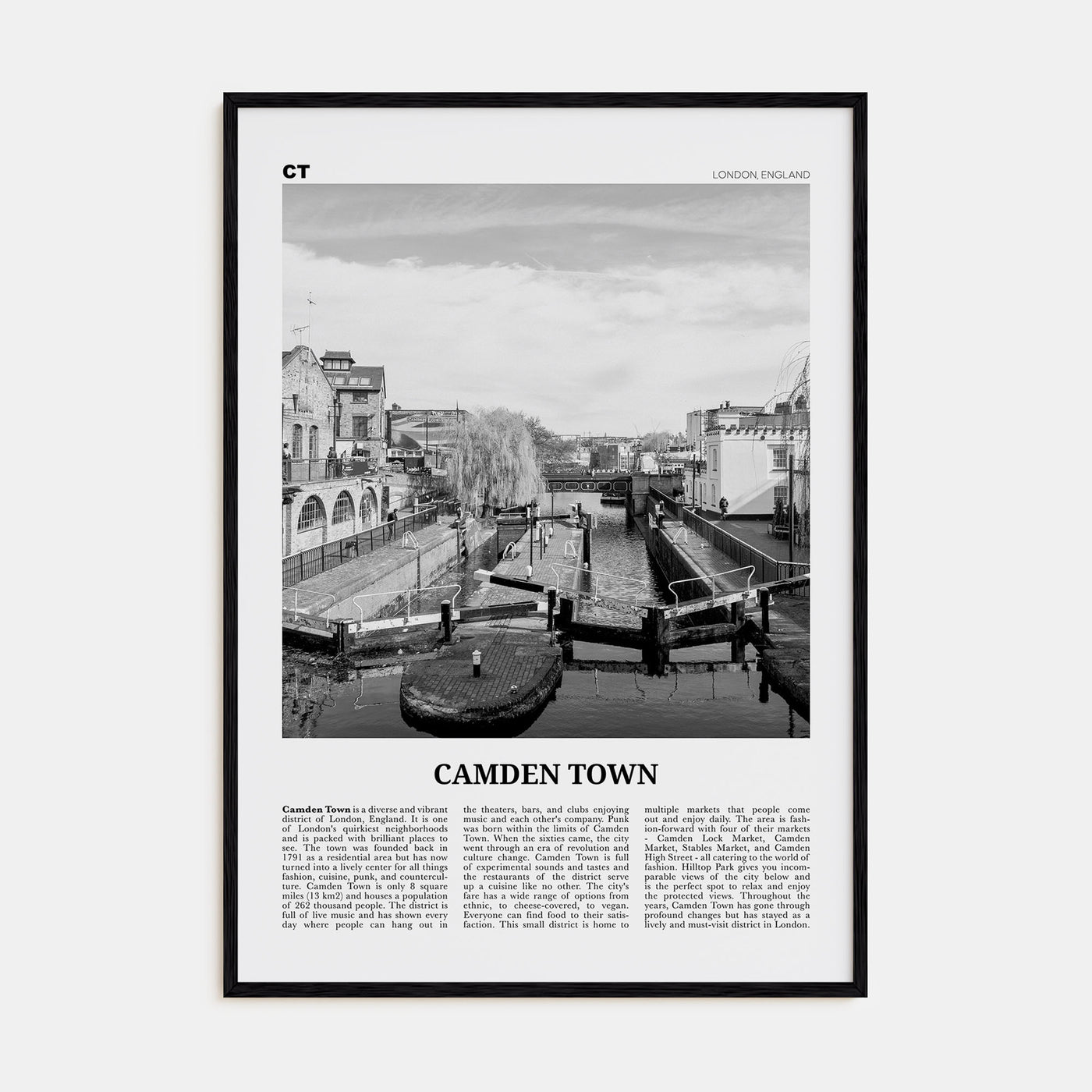 Camden Town Travel B&W Poster