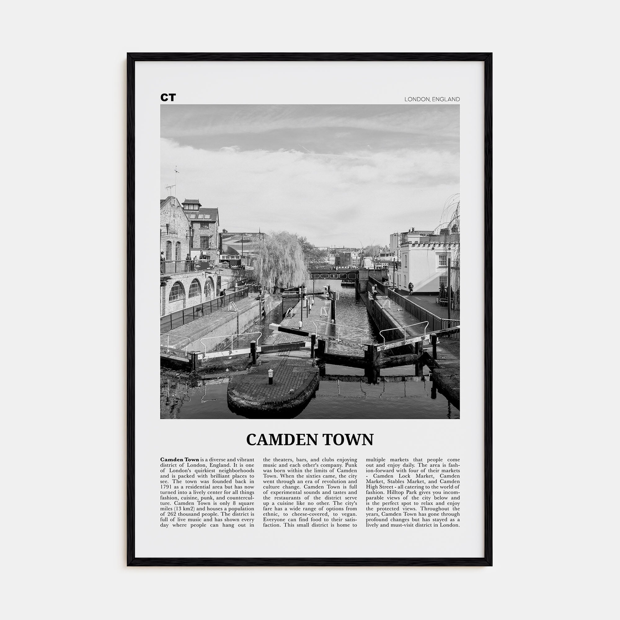 Camden Town Travel B&W Poster