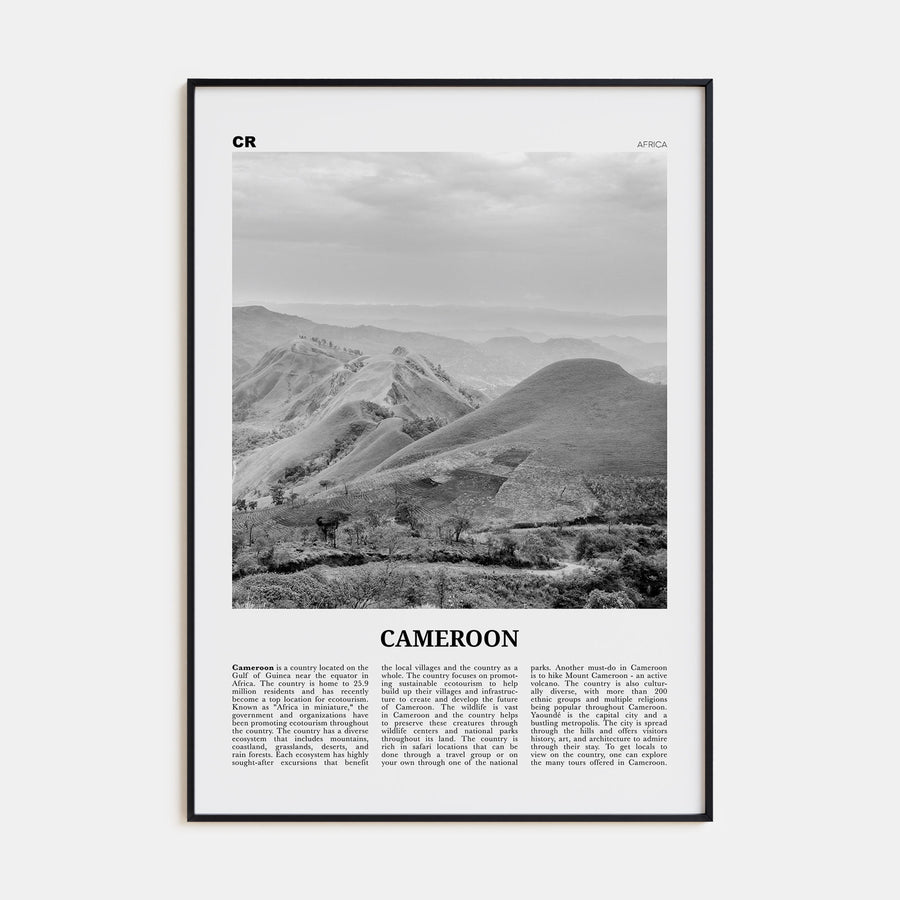 Cameroon Travel B&W Poster