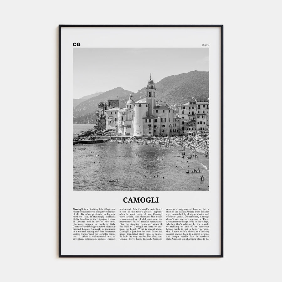 Camogli Travel B&W Poster