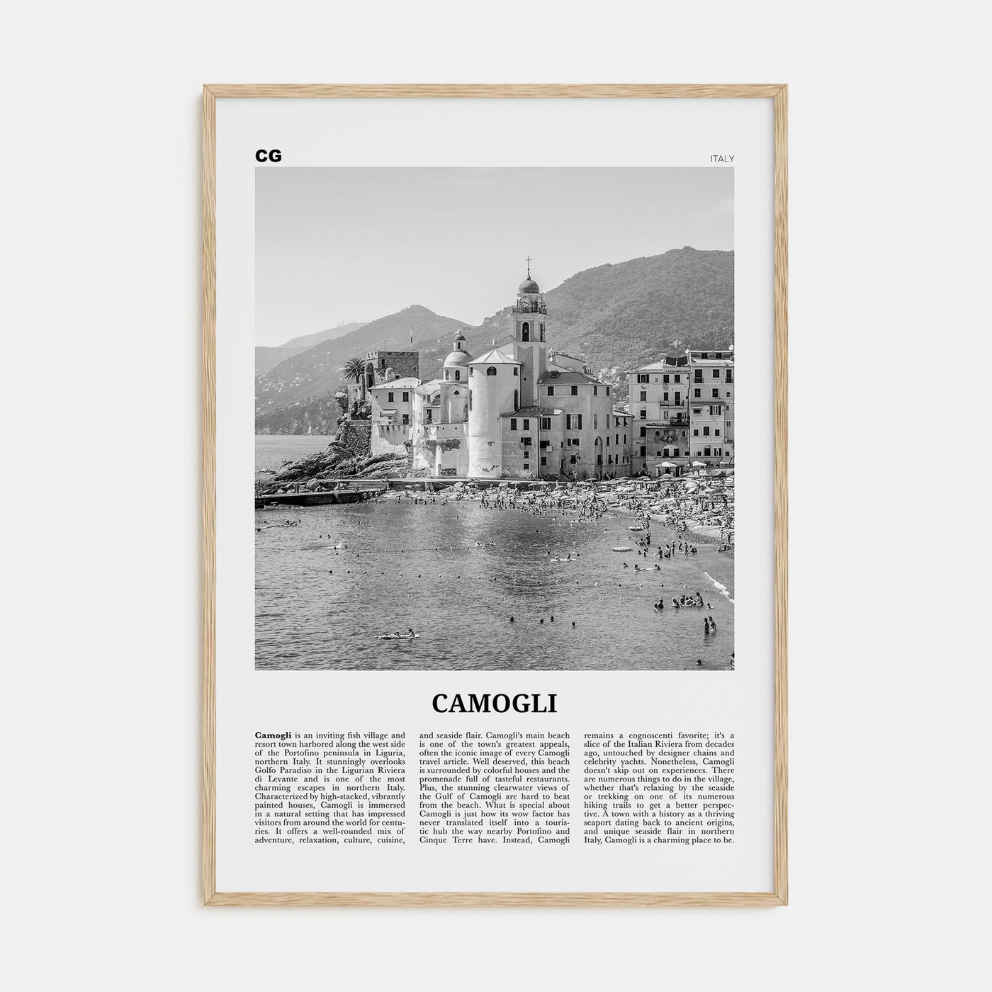 Camogli Travel B&W Poster