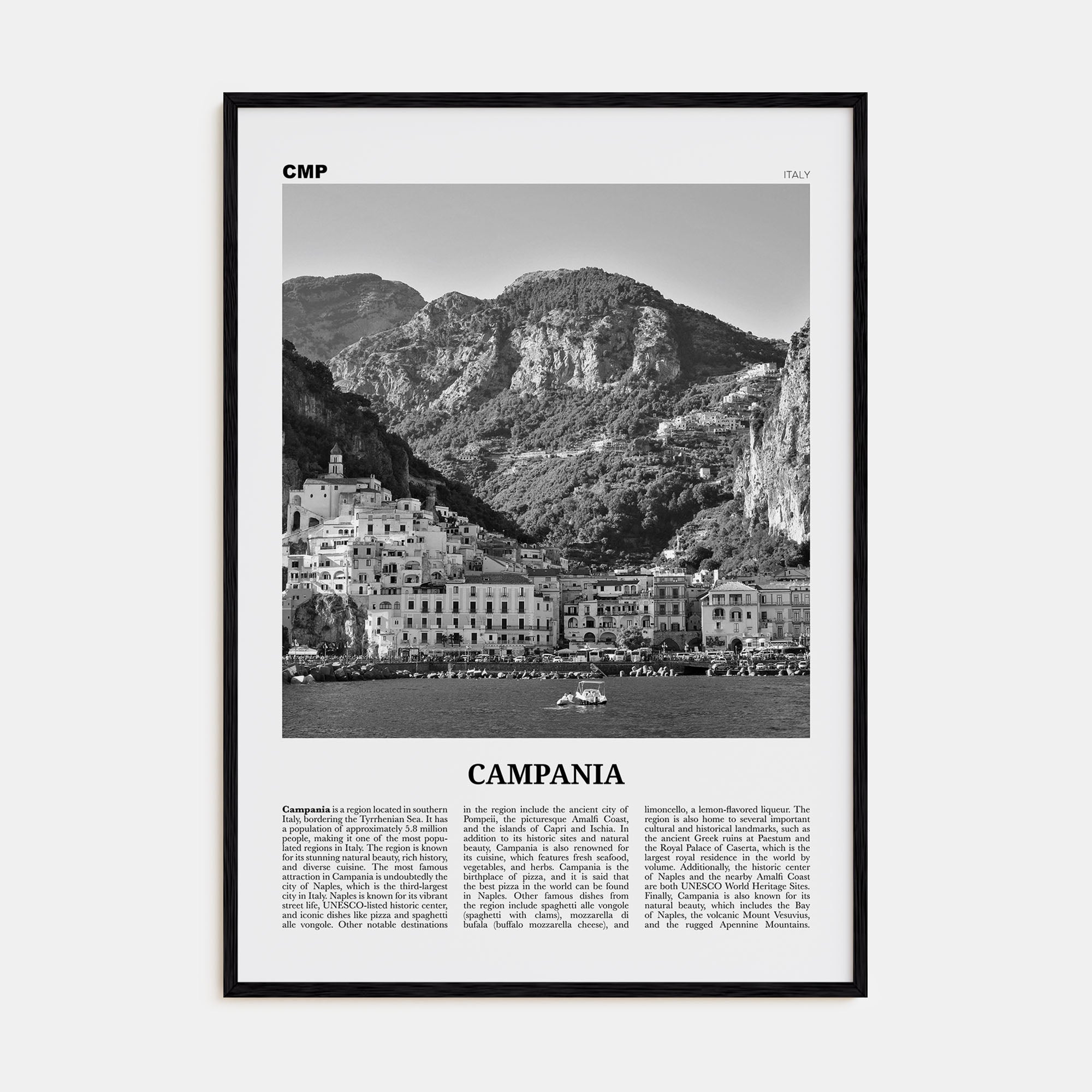 Campania Travel B&W Poster