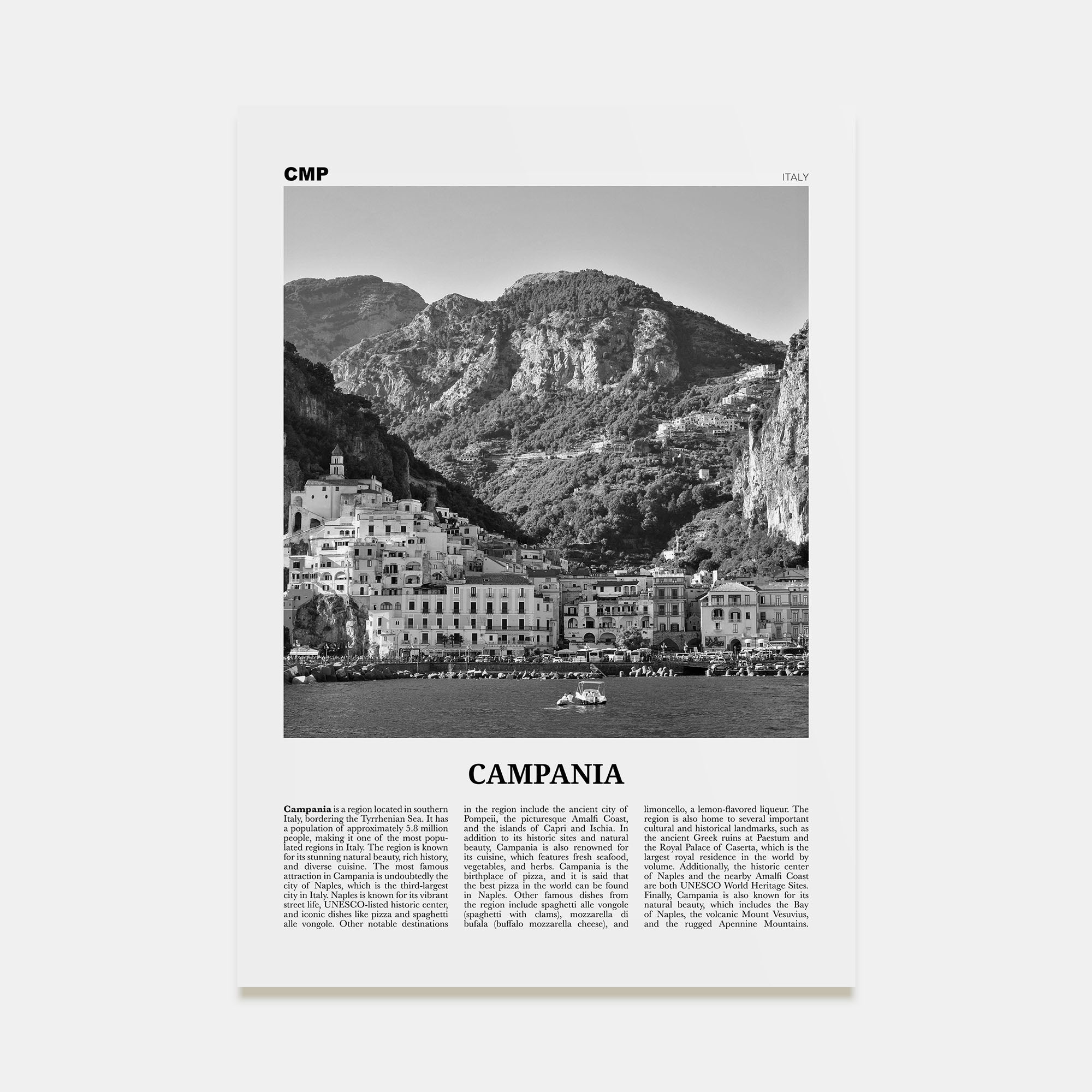 Campania Travel B&W Poster